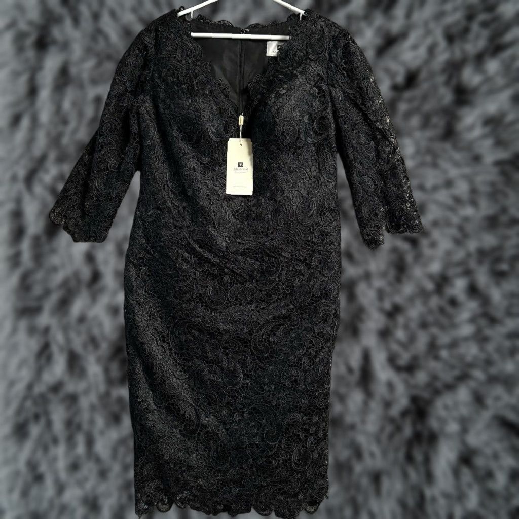 Vintage VINTAGE Adas Bridal Dress Womens Plus 16W Lined Padded Bra Lace Romantic Victorian Goth Midi Black 3/4 Sleeve Zip Formal Party Wedding Mens? Size XXL / US 16-18 / IT 52-54 - 1 Thumbnail