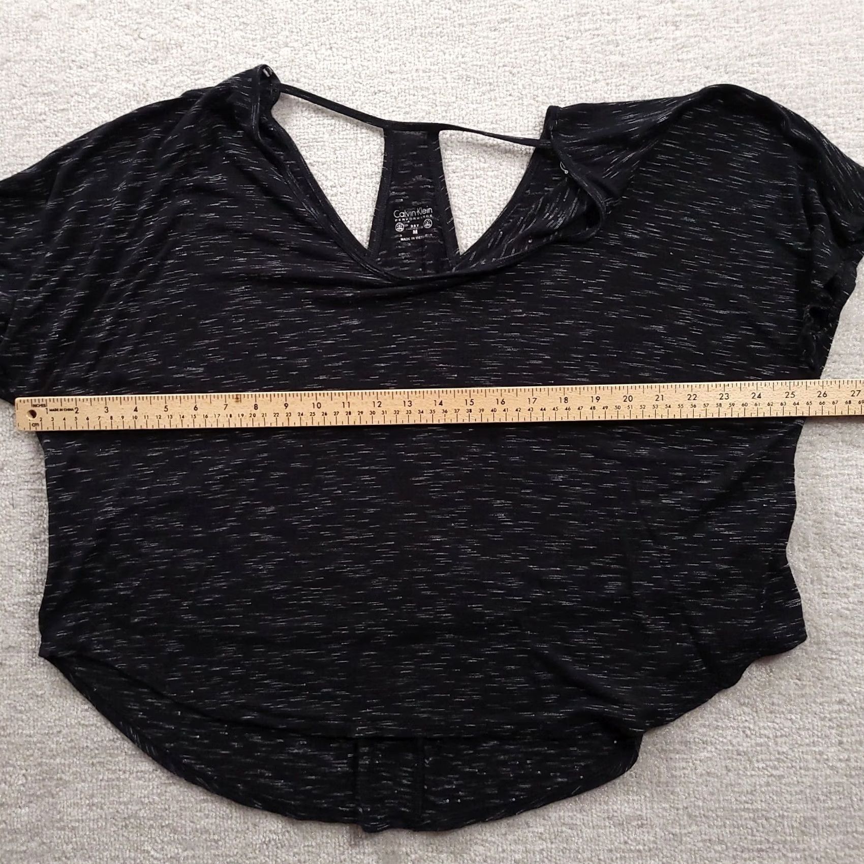 Calvin Klein VINTAGE Calvin Klein Performance Womens Large Black Heathed Quick Dry Short Sleeve Size 36" / US 14 / IT 50 - 3 Thumbnail