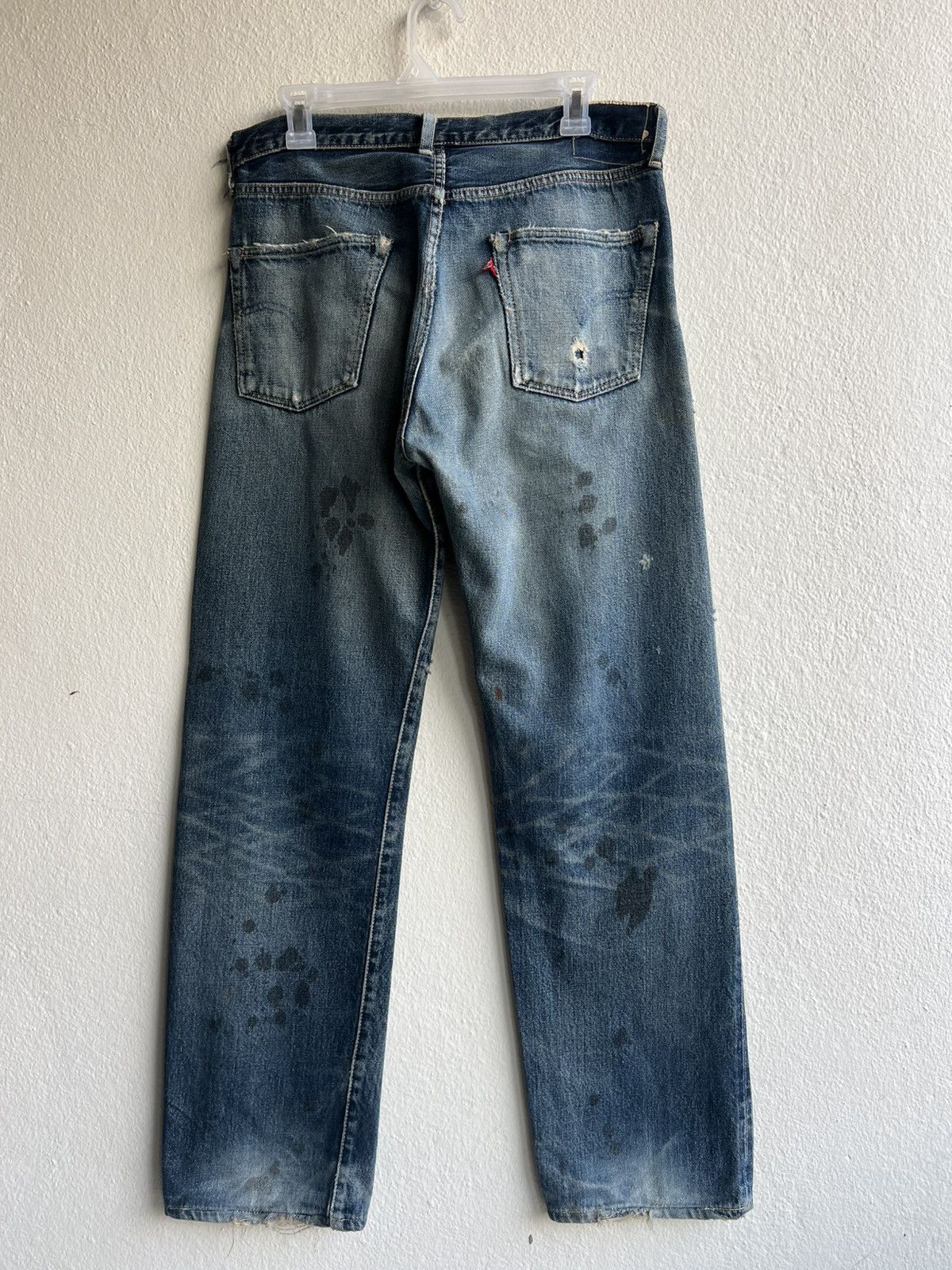 Levi's Vintage Clothing VTG 2002 Levi’s LVC Distress Denim Selvedge Jeans Trashed Size US 32 / EU 48 - 3 Thumbnail