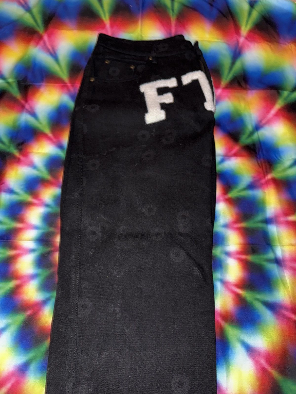 Fuck The Population FTP Bullet Hole All Over Print Denim Pants Size US 36 / EU 52 - 4 Thumbnail
