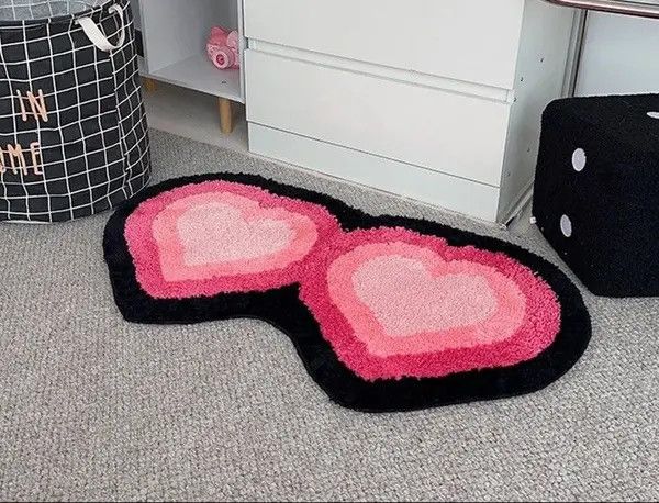 Other Black Pink Heart Shape Anti Slip Rugs Size ONE SIZE - 1 Thumbnail
