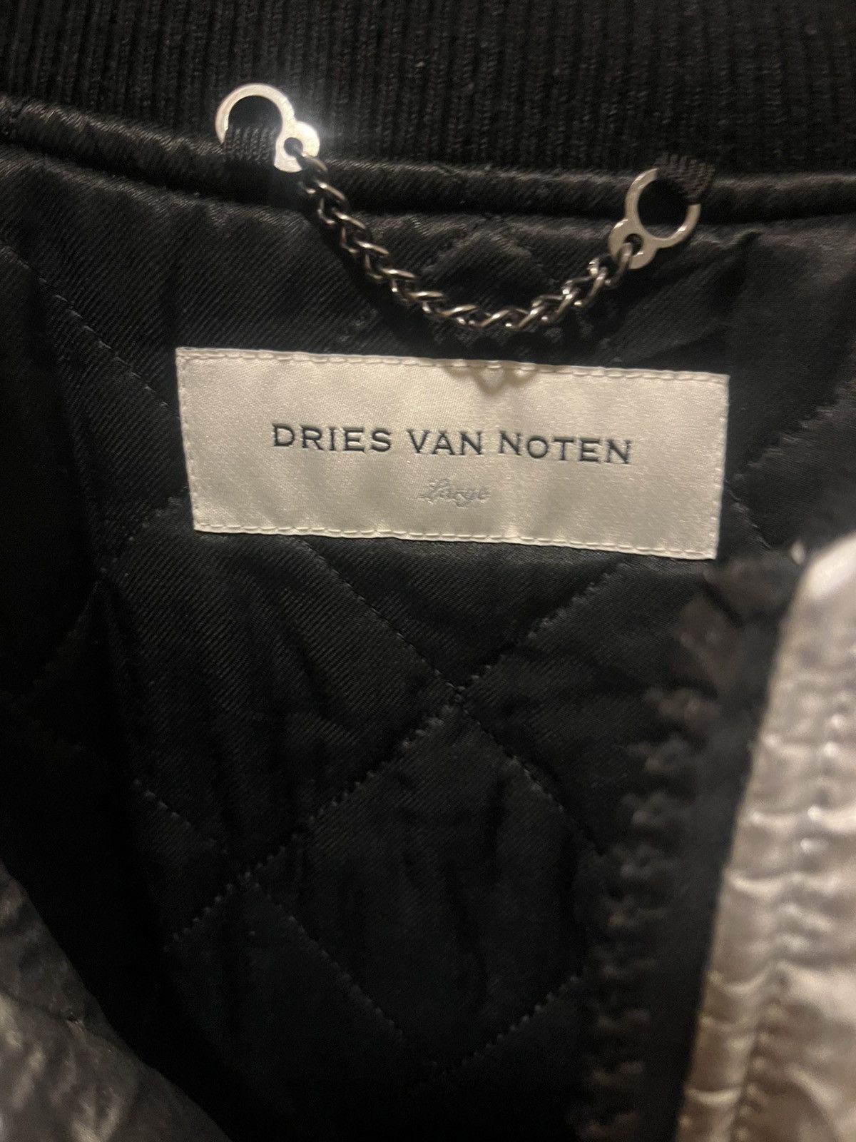Dries Van Noten GRAIL Rare Silver Metallic Backzip Bomber Jacket Size US L / EU 52-54 / 3 - 3 Thumbnail
