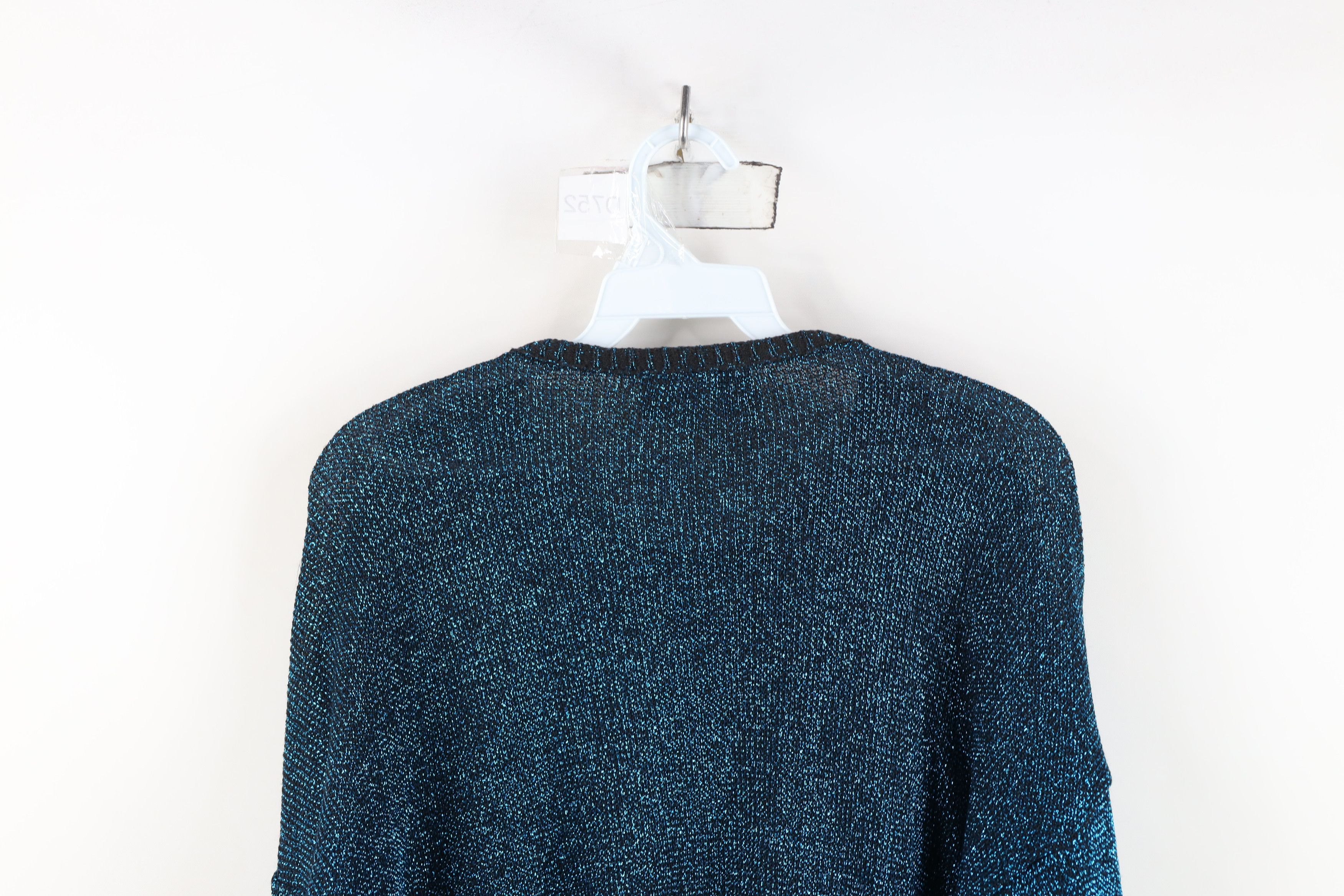 Pierre Cardin Vintage 80s 90s Pierre Cardin Metallic Knit Sweater Blue USA Size S / US 4 / IT 40 - 12 Thumbnail