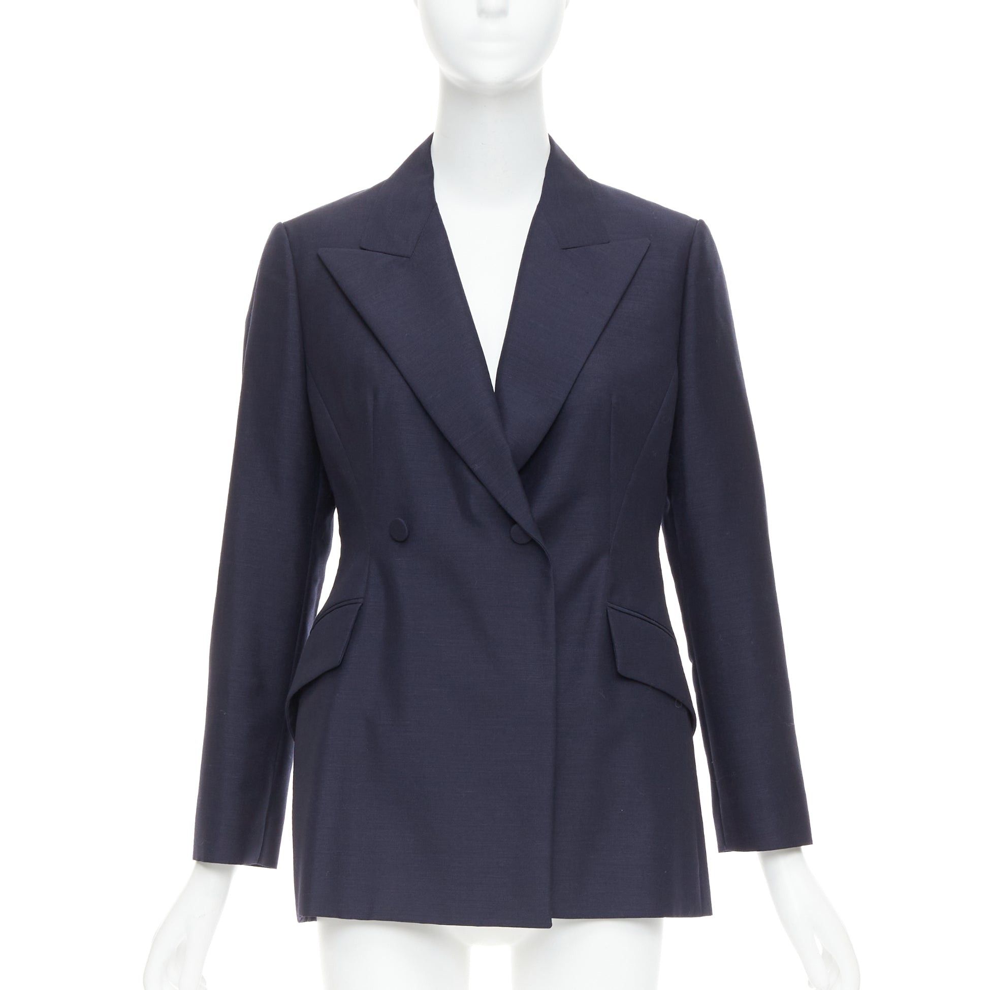Dior CHRISTIAN DIOR Bar navy mohair wool double breasted silk lined blazer FR42 XL Size L / US 10 / IT 46 - 1 Thumbnail