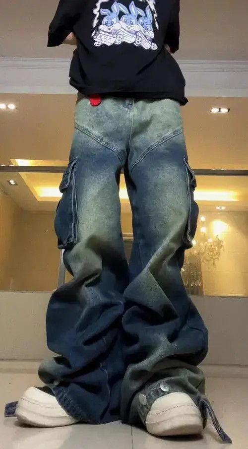 Jean Retro gradient multi-pocket casual work jeans Size US 28 / EU 44 - 1 Thumbnail
