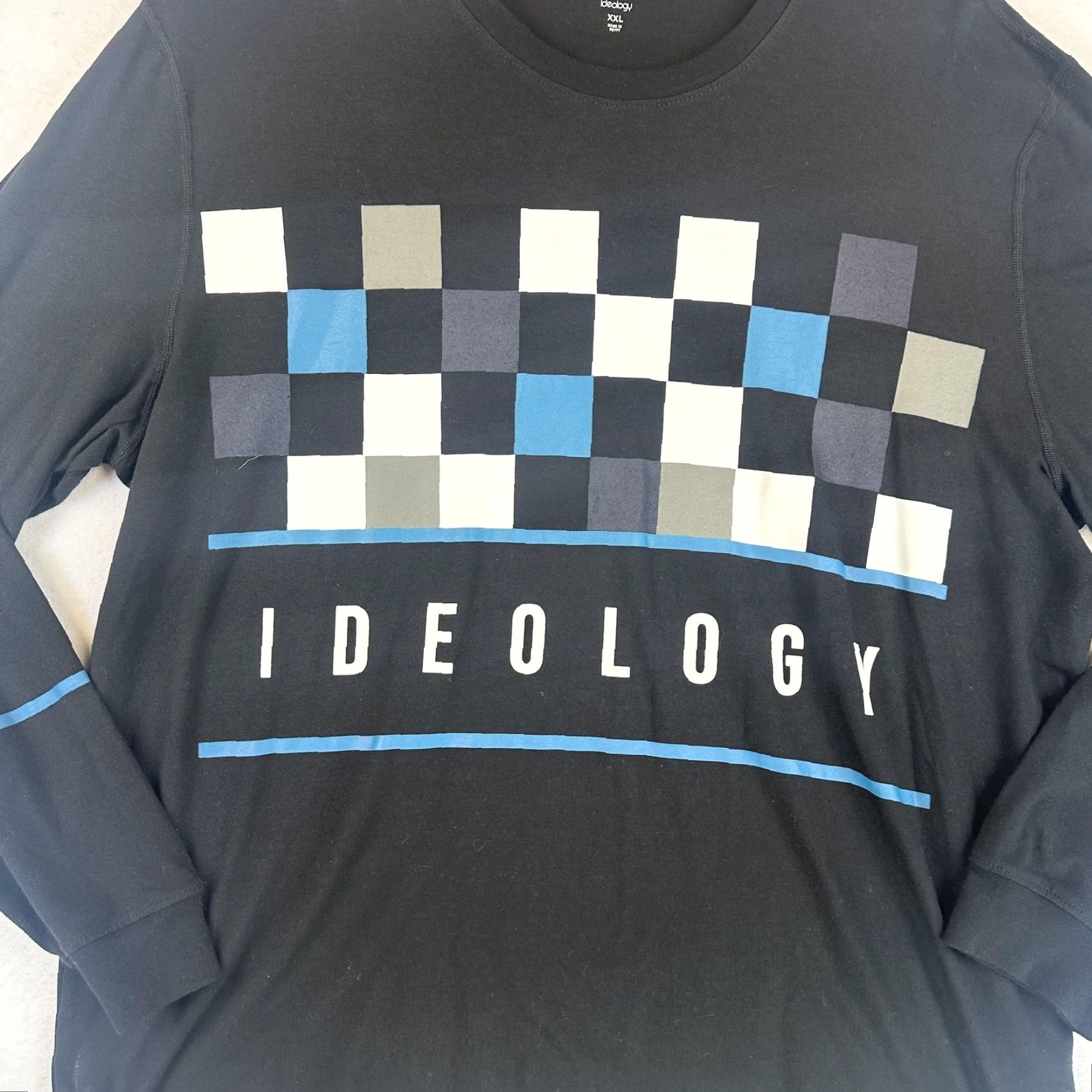 Vintage Ideology Shirt Mens 2XL Black Blue Long Sleeve Crewneck Graphic Checkered XXL Size US XXL / EU 58 / 5 - 3 Thumbnail