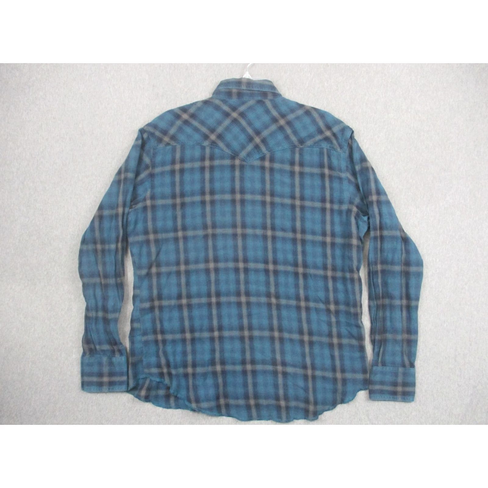 Wrangler Wrangler Shirt Mens XL Blue Plaid Retro Western Snap Front Flannel Long Sleeve Size US XL / EU 56 / 4 - 5 Thumbnail