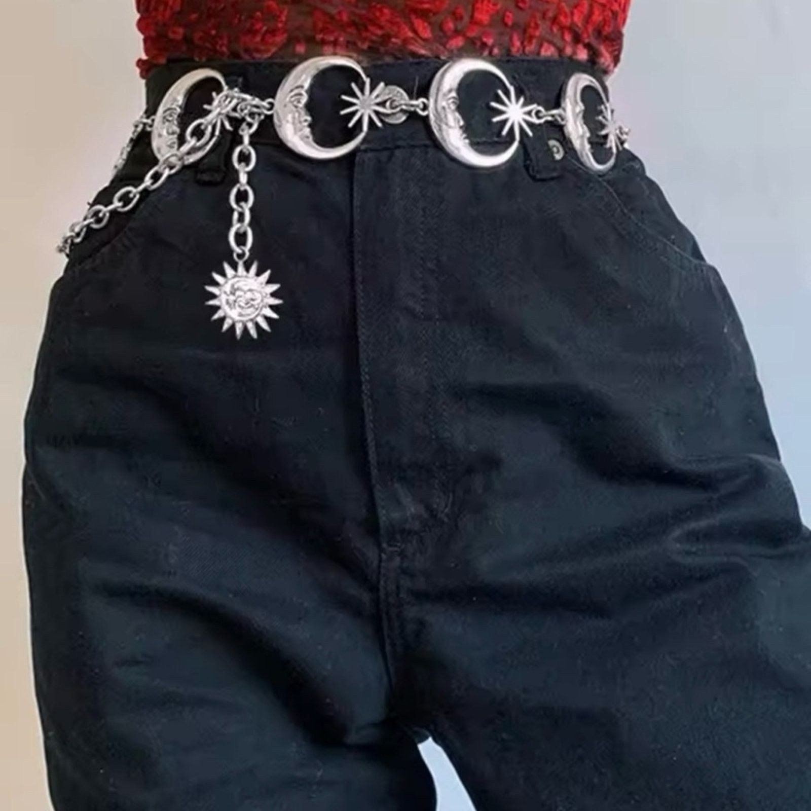 Other Moon Star Chain Silver Belt Celestial Belt Size ONE SIZE - 1 Thumbnail