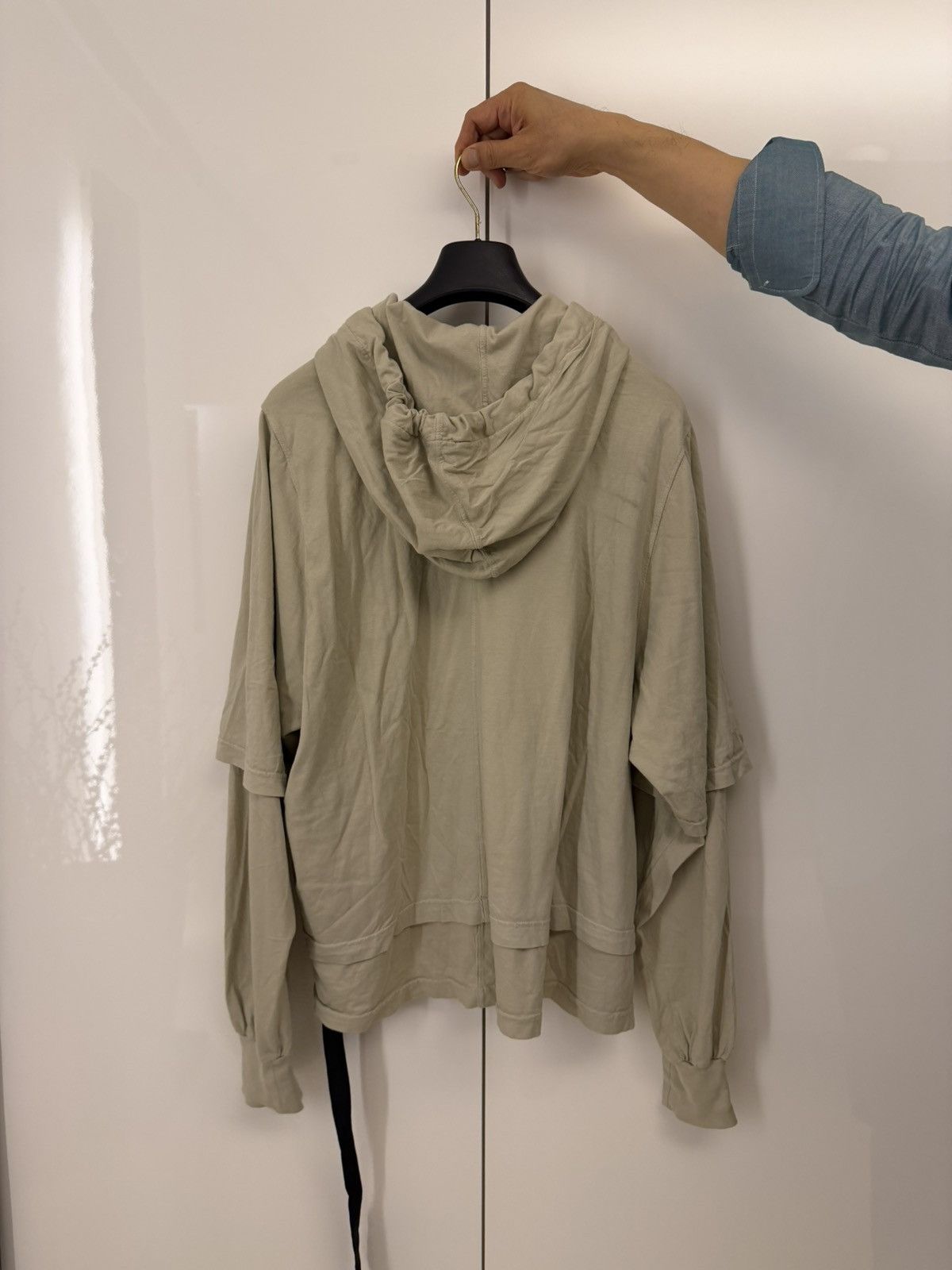 Rick Owens Drkshdw Rick Owens Drkshdw Beige Organic Cotton Hustler Hoodie Size ONE SIZE - 4 Thumbnail