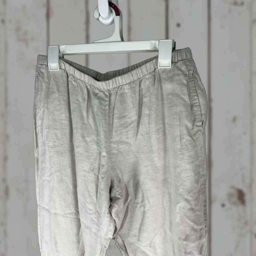 Vintage Choices Natural Linen Pants Womens Size L Pull On Cropped Wide-Leg Size 36" / US 14 / IT 50 - 1 Thumbnail