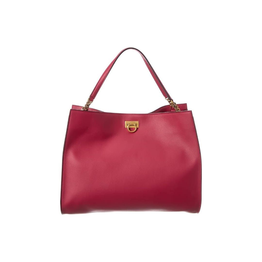 Salvatore Ferragamo o1s1rm0924 Size: OS / Trifolio Leather Tote Bag in Burgundy Size ONE SIZE - 1 Thumbnail