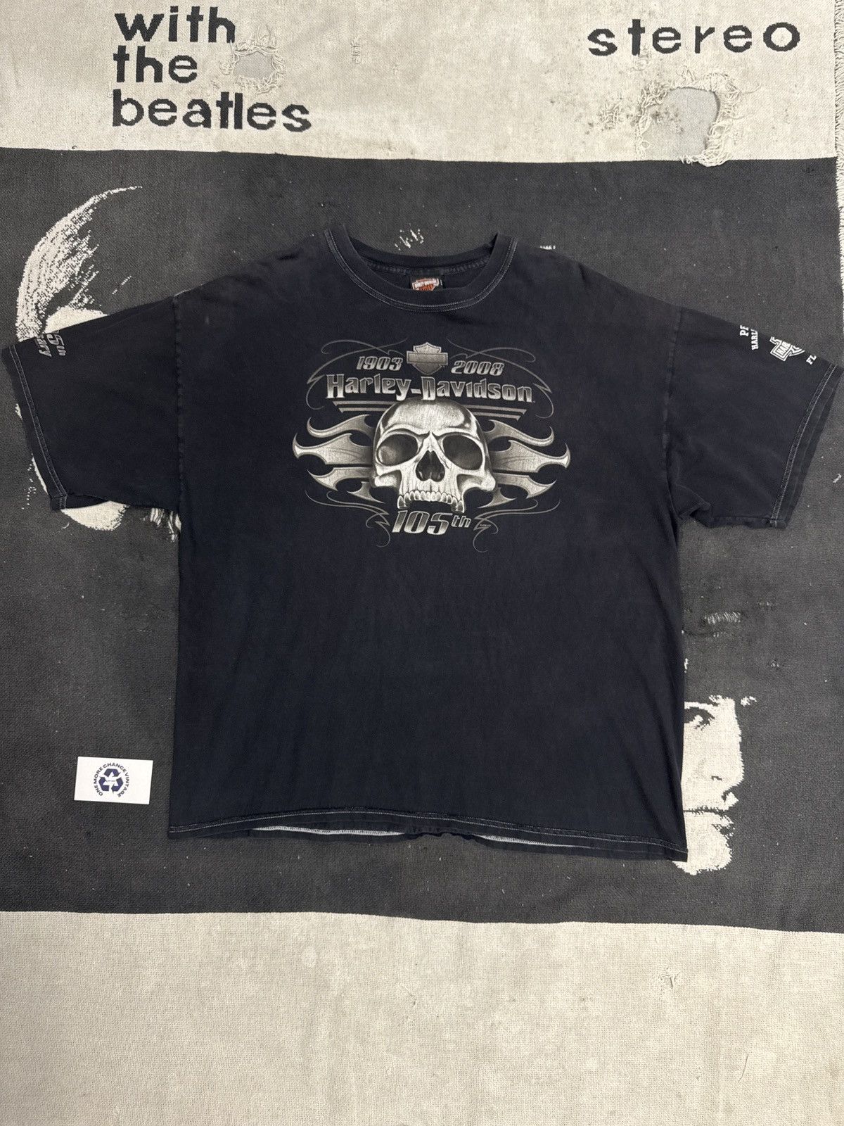 Harley Davidson × Vintage Harley Davidson Miami Biker Skull Vintage Y2K T-Shirt Size US XL / EU 56 / 4 - 1 Thumbnail