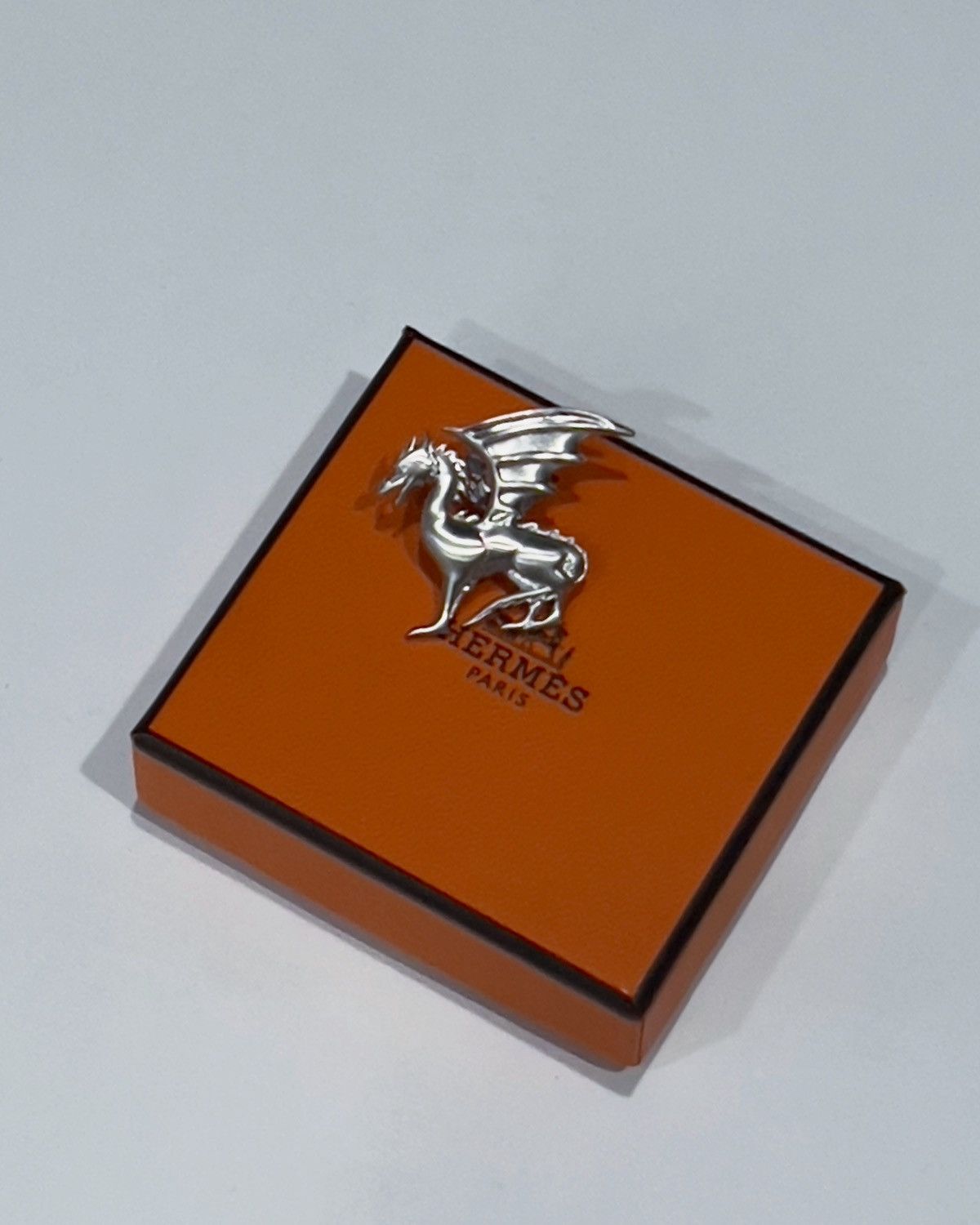 image of Hermes Silver Dragon Pin Badge, Women's