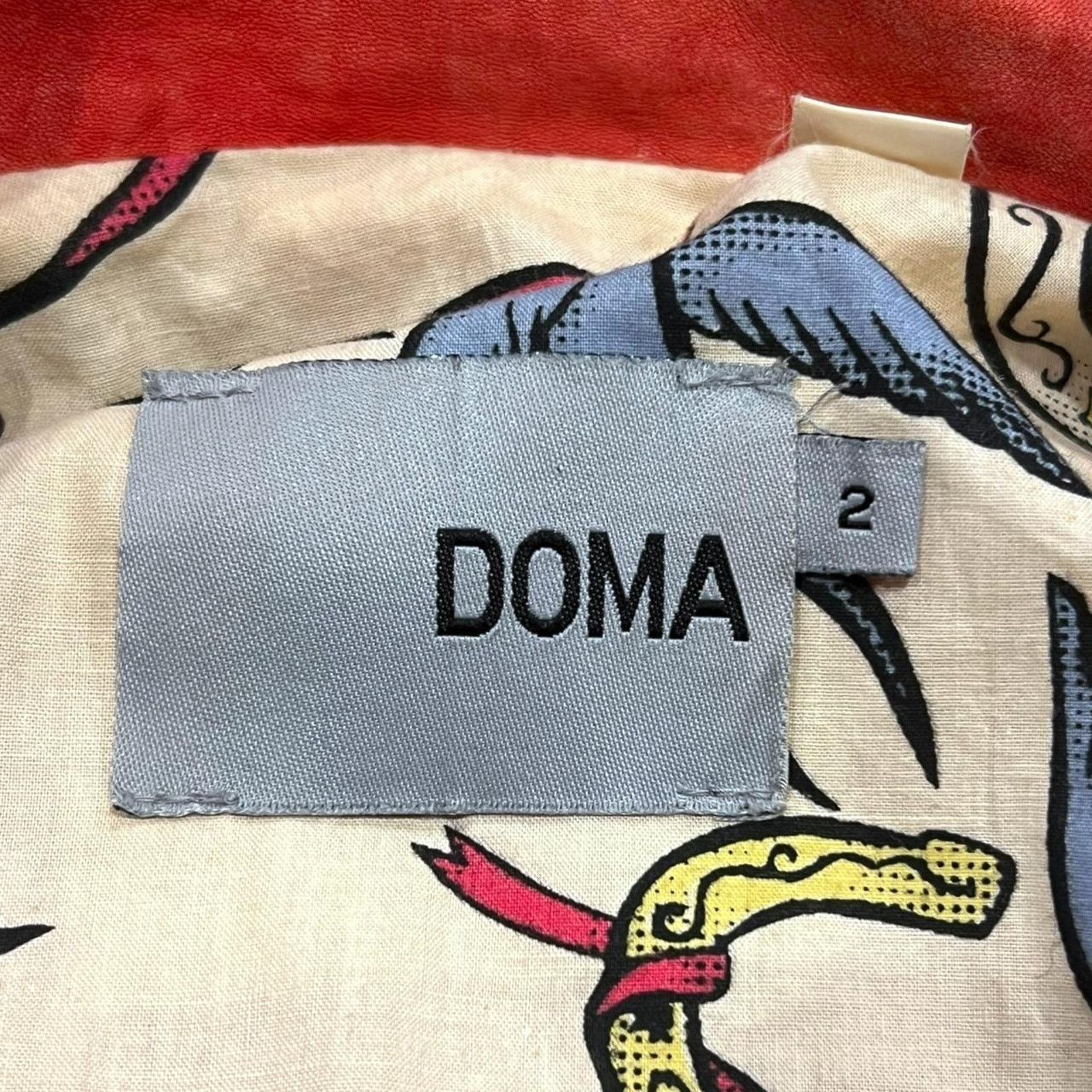 Other DOMA Coral Red Suede Biker Jacket w/ Bird & Horseshoe Lining Size XS / US 0-2 / IT 36-38 - 5 Thumbnail