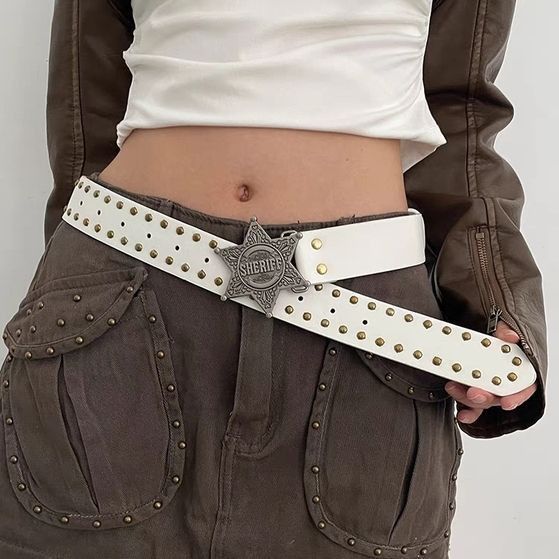 Designer Vintage Vintage Belt Riveted Belts Menswear Accessories Size ONE SIZE - 1 Thumbnail