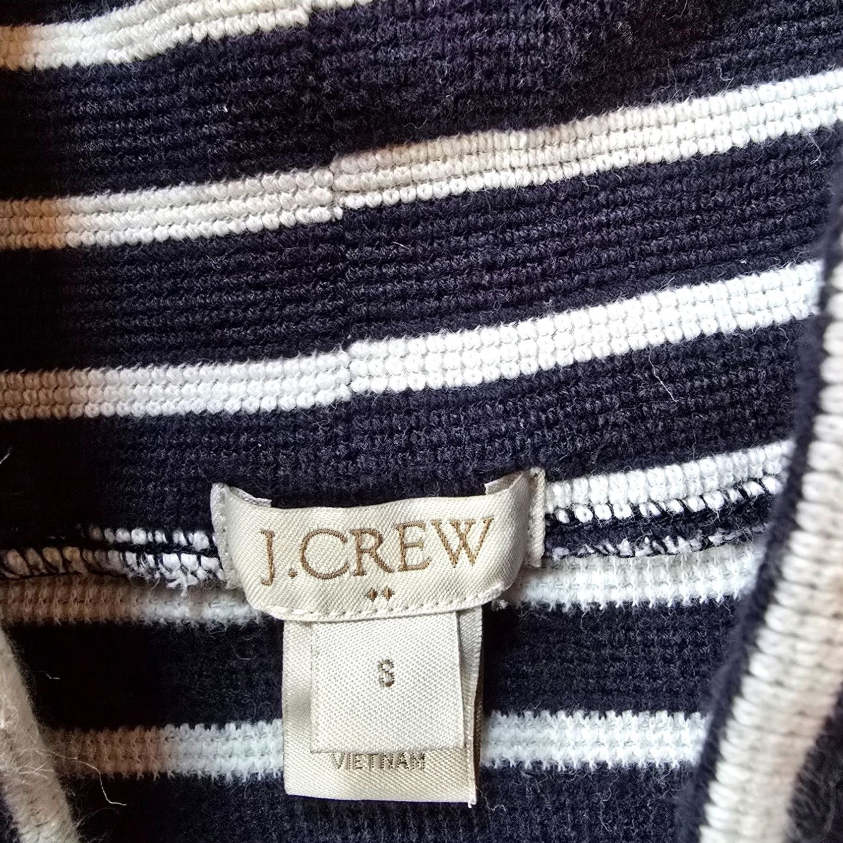 J.Crew J.CREW Sweater Womens Small Blue White Striped Cowl Neck Thermal Casual Pullover Size S / US 4 / IT 40 - 4 Thumbnail