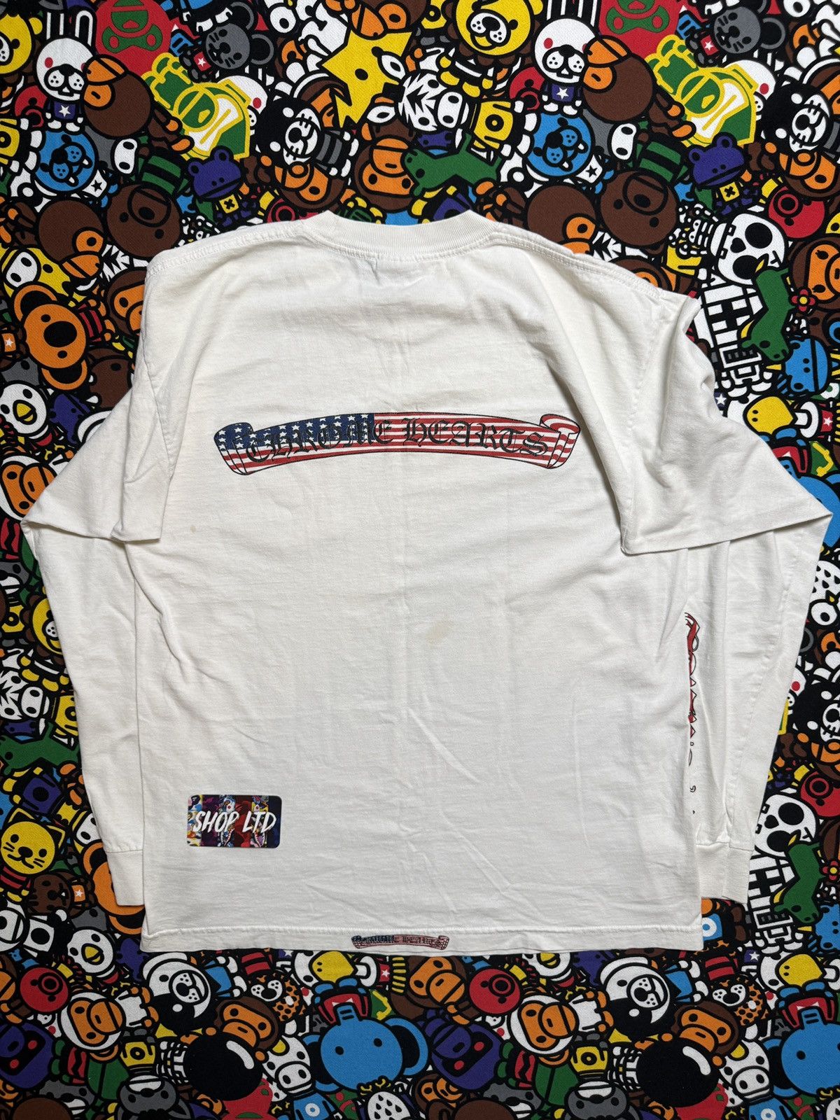 Chrome Hearts Chrome Hearts Vintage White USA Scroll Logo Long Sleeve Tee Size US L / EU 52-54 / 3 - 1 Thumbnail