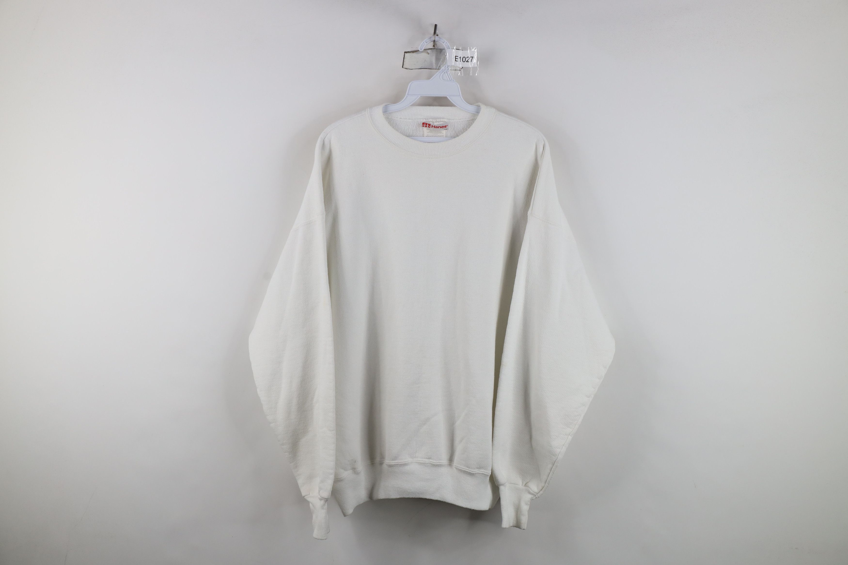 Vintage Vintage 90s Streetwear Blank Heavyweight Sweatshirt White Size US XL / EU 56 / 4 - 1 Thumbnail