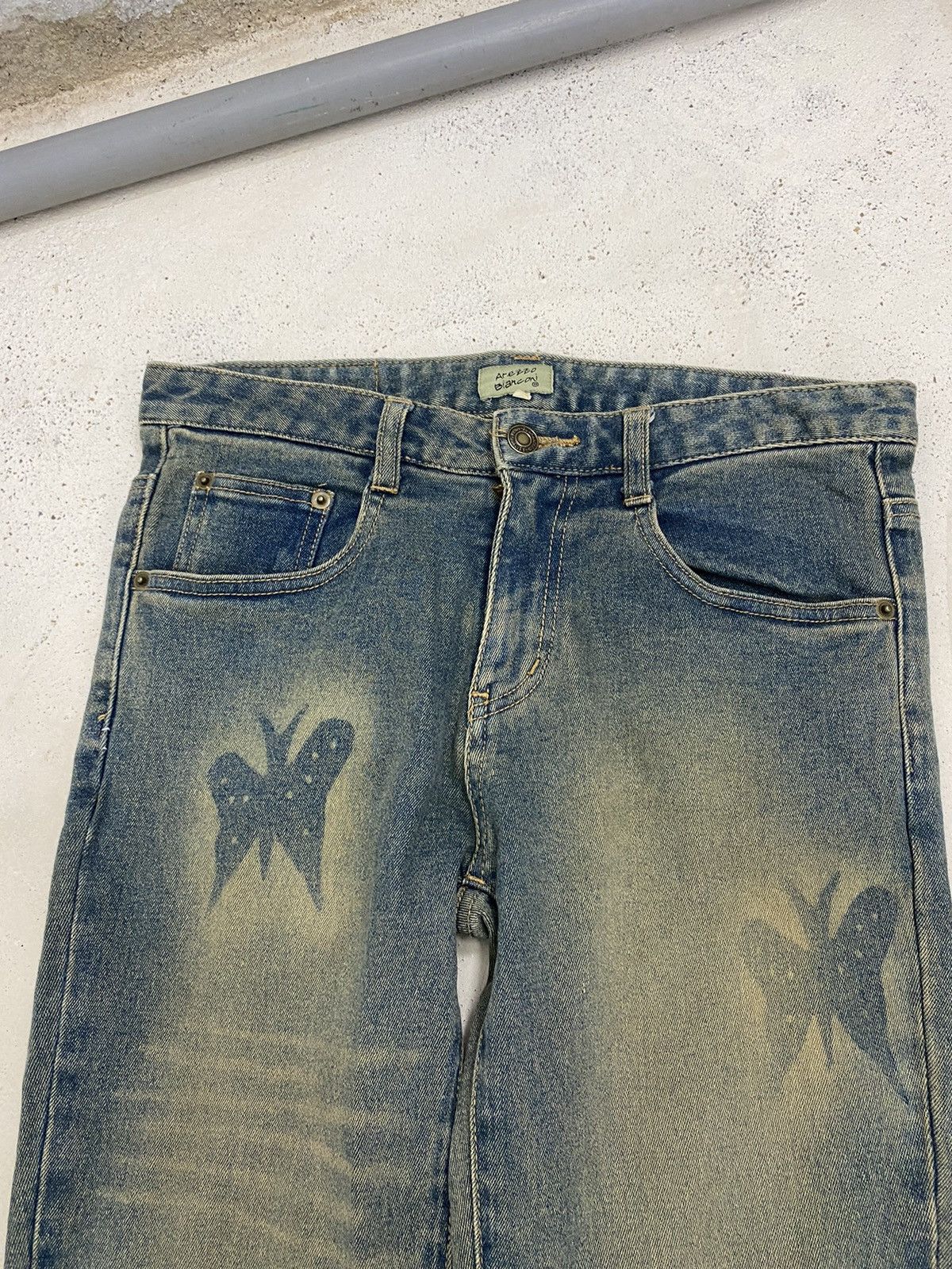 Hysteric Glamour × Japanese Brand × Le Grande Bleu (L.G.B.) Unisex Flare Arezzo Blanconi Seamark Mud Wash Art Butterfly Size US 30 / EU 46 - 8 Thumbnail