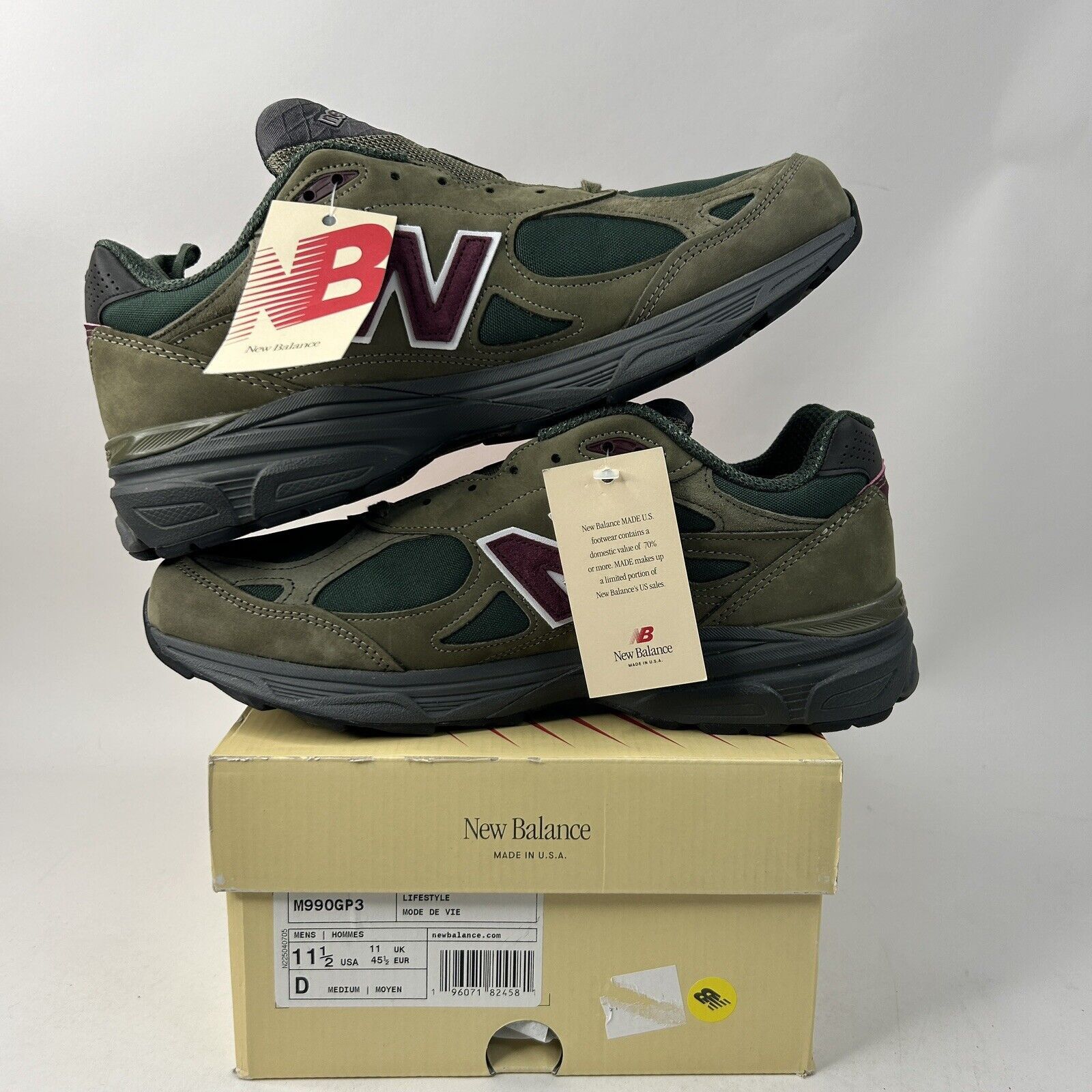 New Balance New Balance 990v3 X Teddy Saints “Green Purple” 2024 Size US 11.5 / EU 44-45 - 3 Thumbnail