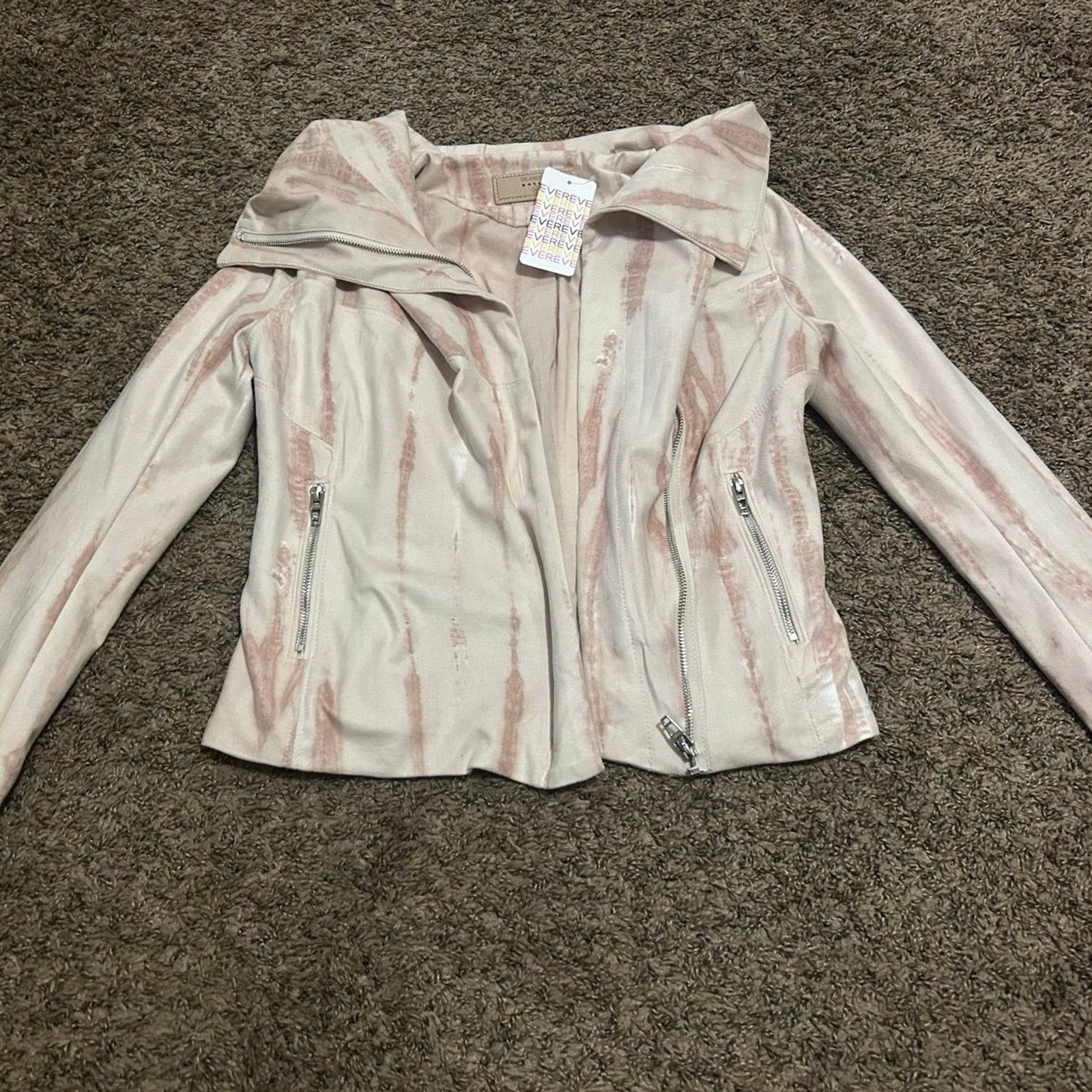 BLANKNYC Blk NYC Lght Pnk Beige TieDye Marble Suede Moto Jckt Sx XS Size XS / US 0-2 / IT 36-38 - 2 Thumbnail