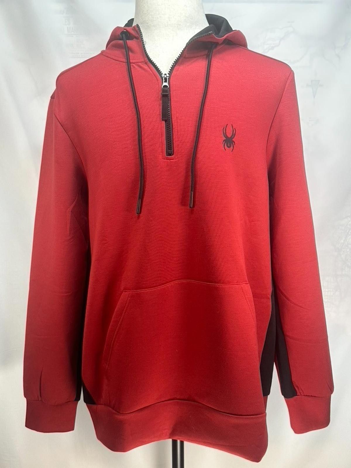 Spyder Spyder Active 1/4 Zip Arm Pocket Drawstring Hoodie Red Men L Size US L / EU 52-54 / 3 - 1 Thumbnail