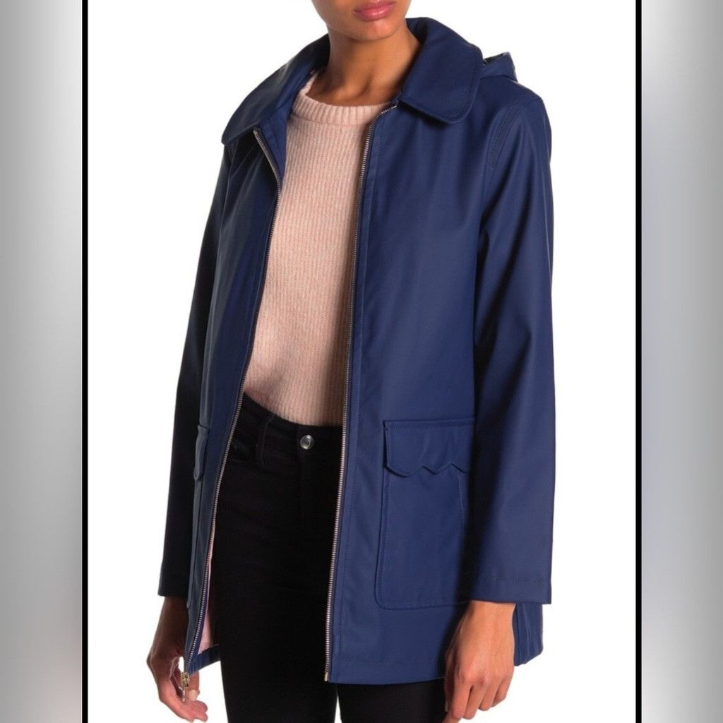 Kate Spade Kate Spade New York Navy Scalloped Rain/Trench Coat Sz Large Size L / US 10 / IT 46 - 1 Thumbnail