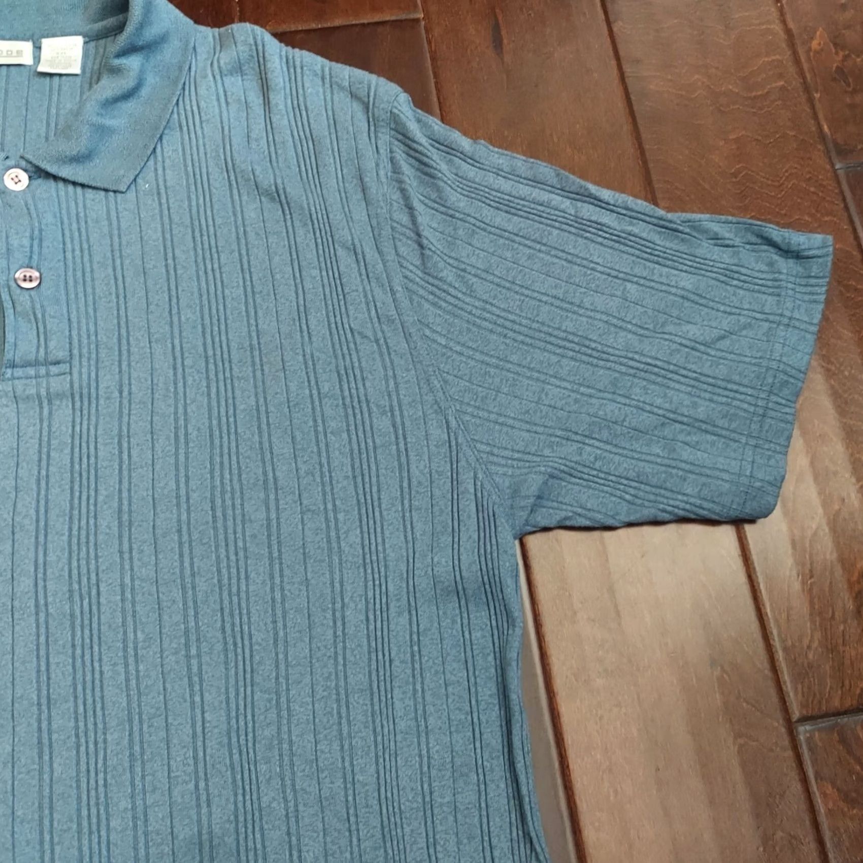 Vintage Methode Polo Shirt - Shirt - Men - 2XL - Blue - Short Sleeve - Button - Collared - Ribbed - Polyester Rayon - Classic, Golf - All Seasons - Easy Care Size US XXL / EU 58 / 5 - 5 Thumbnail