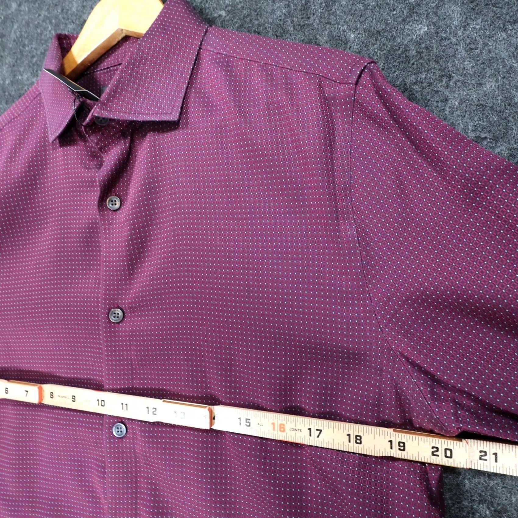 Murano Murano Button Down Shirt Mens Medium Burgundy Slim Fit Geometric 100% Cotton Size US M / EU 48-50 / 2 - 3 Thumbnail