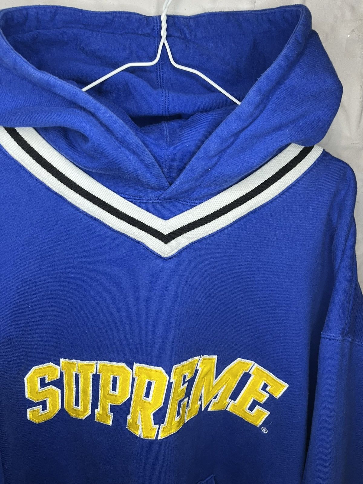 Supreme Blue/Yellow College Varsity Style Layered Pullover Hoodie Size US L / EU 52-54 / 3 - 4 Thumbnail