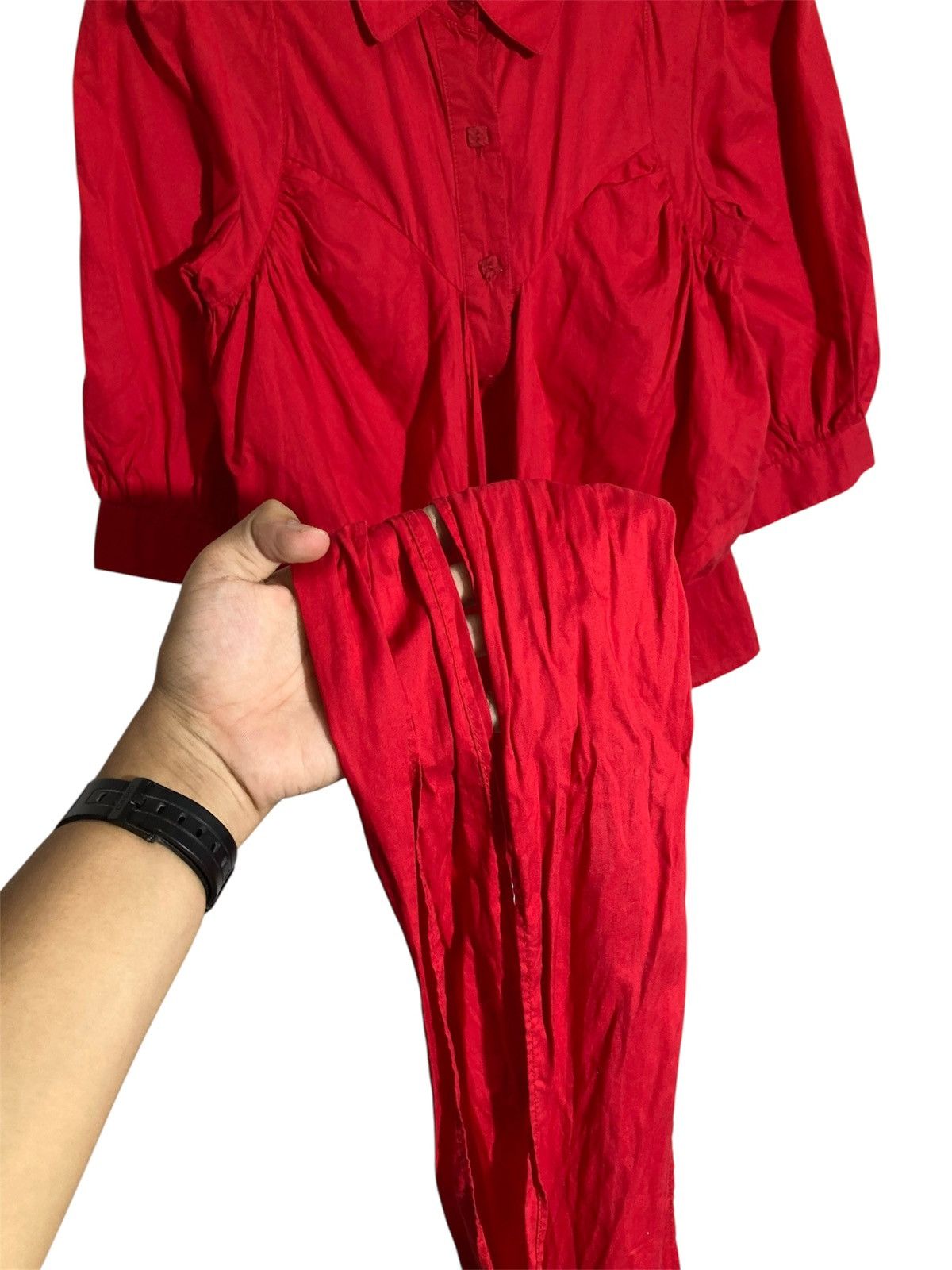 Kenzo 🇫🇷 Vintage Kenzo Blouse Top Women With Tie Front Red Luxury Size S / US 4 / IT 40 - 9 Thumbnail