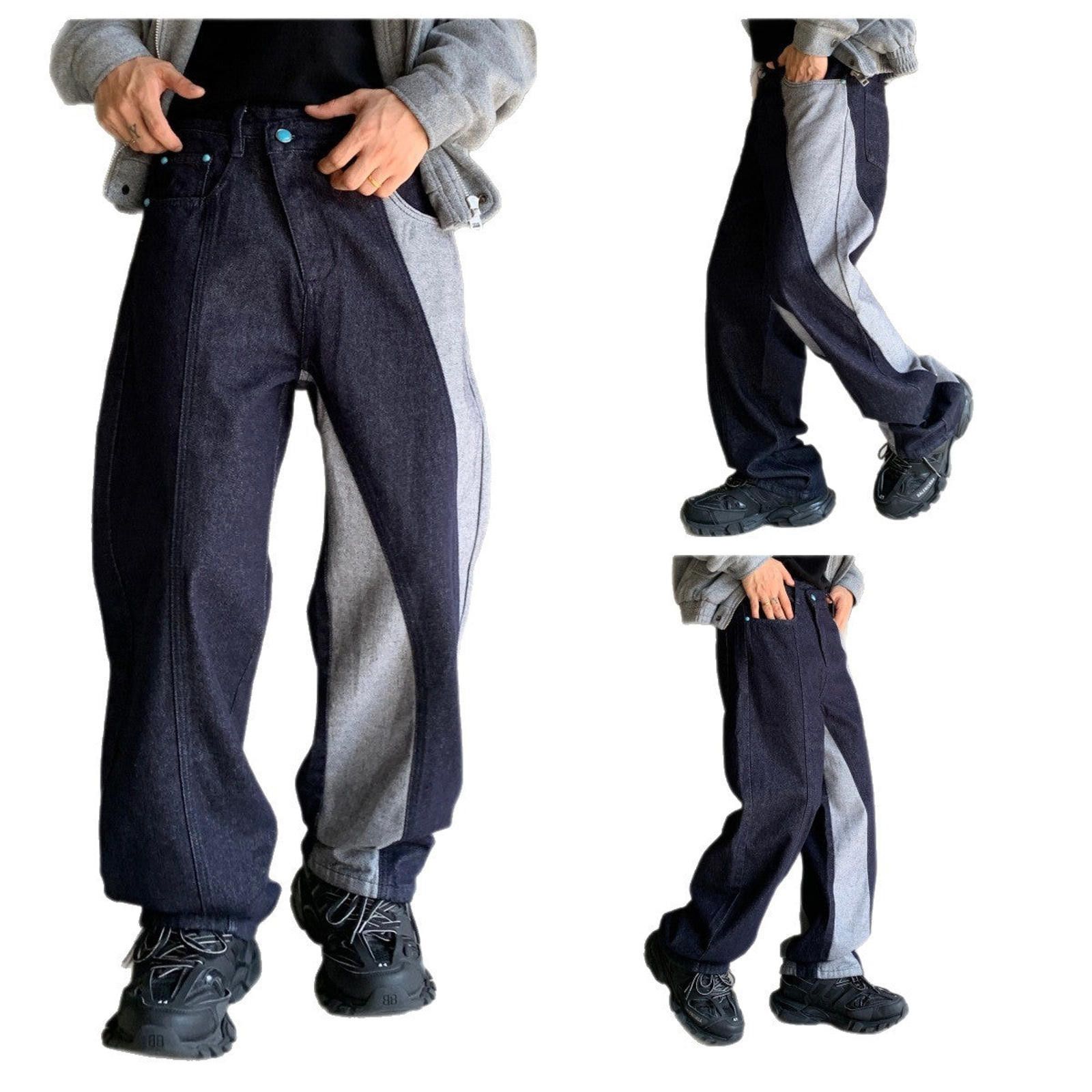 Vintage Black and Gray Two-Tone Baggy Denim Jeans, Wide Leg Jeans Size US 32 / EU 48 - 5 Thumbnail