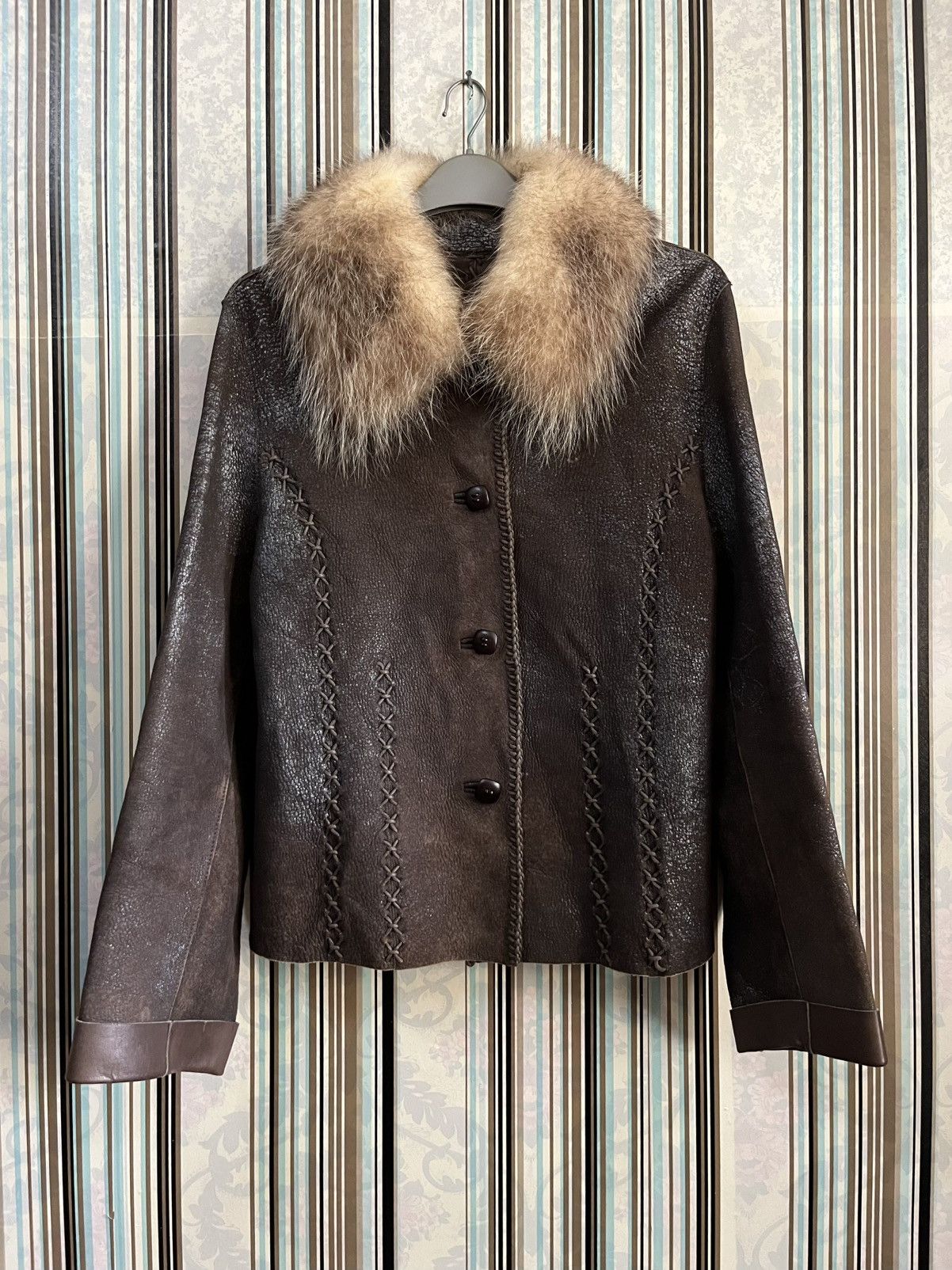 14th Addiction 1990s white bear corp fur leather boho shearling jacket #C1 Size M / US 6-8 / IT 42-44 - 2 Thumbnail