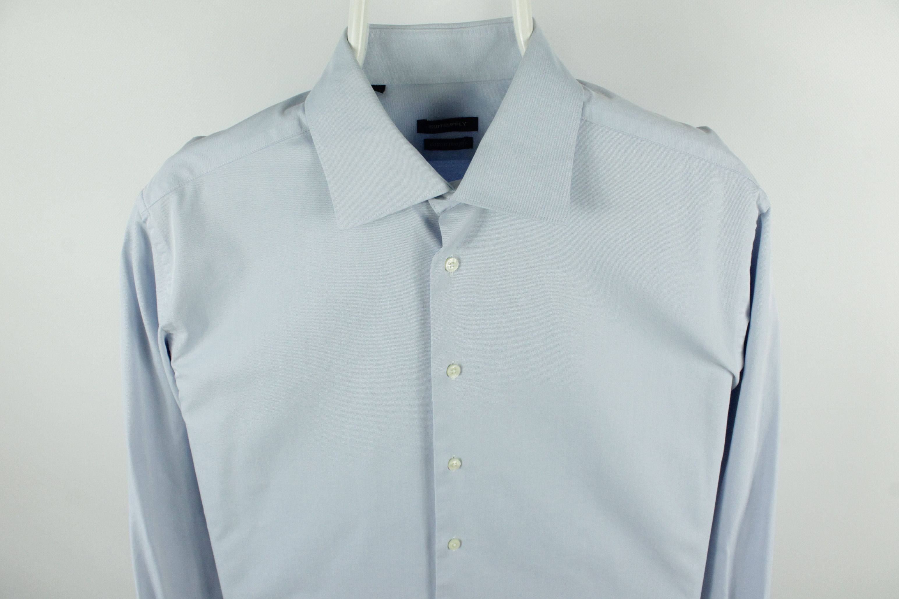 Designer × Suitsupply Suitsupply Cotton Two Ply Slim Fit Formal Light Blue Shirt Size US L / EU 52-54 / 3 - 2 Thumbnail