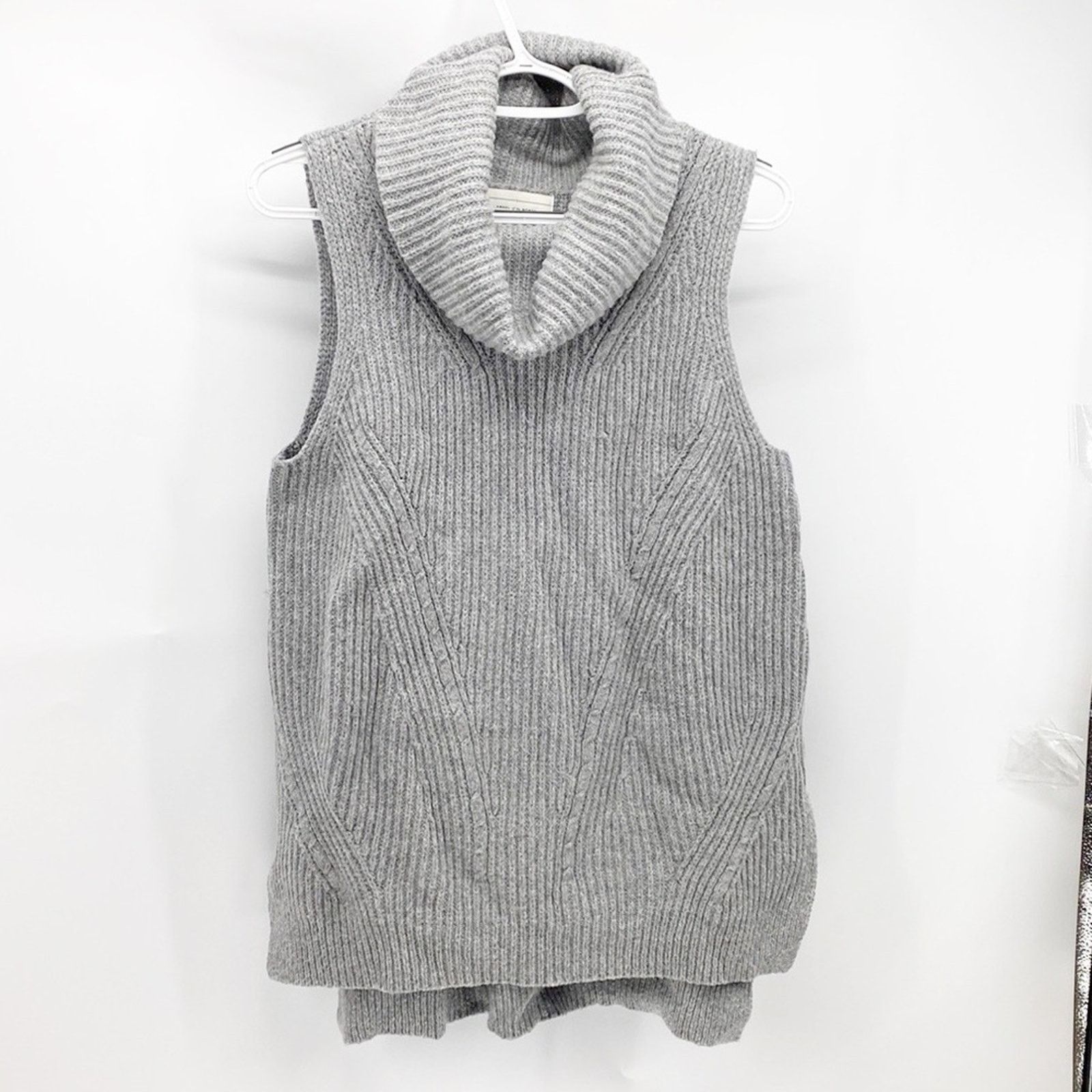 Angel of the North grey wool sleeveless cowl neck hi lo