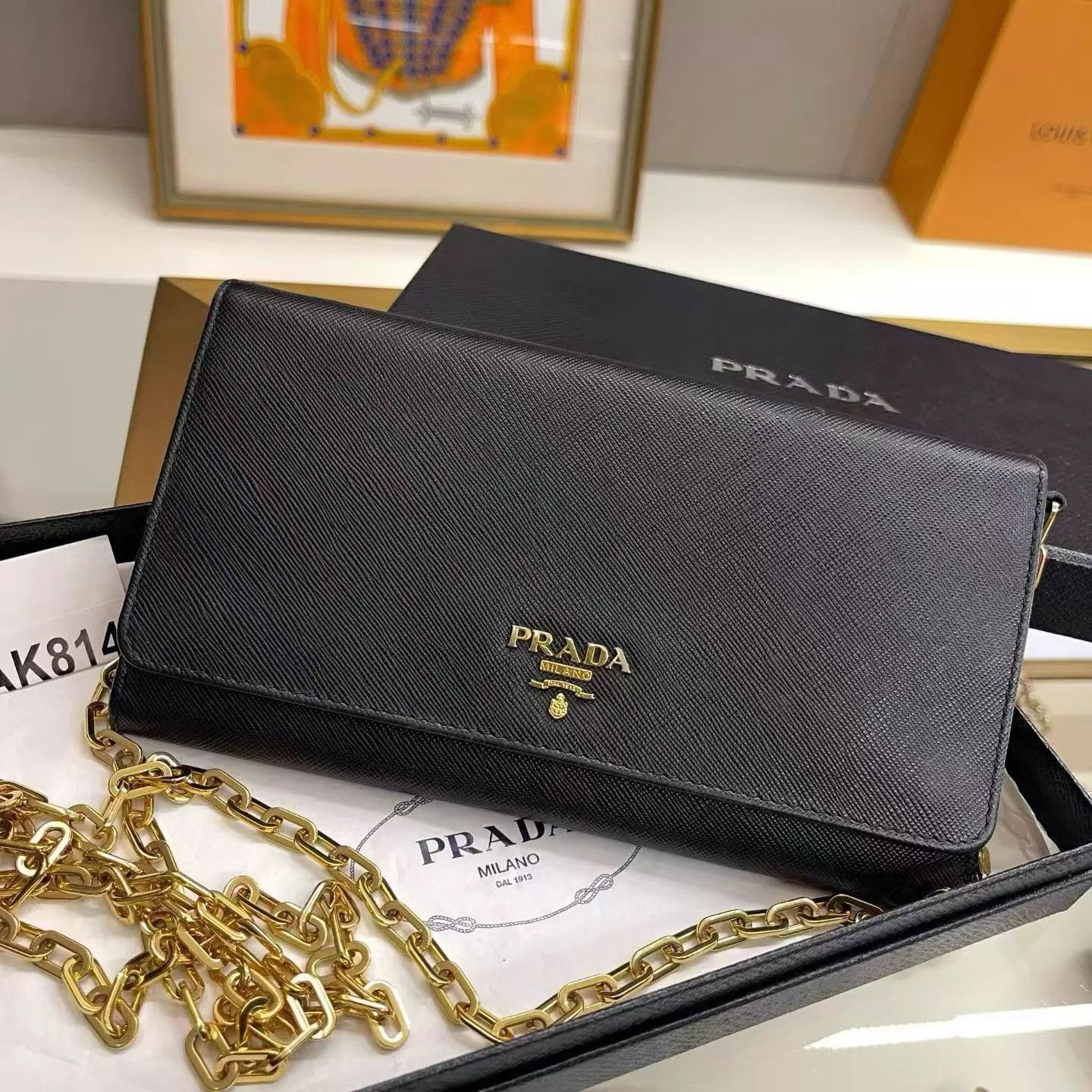 Prada Prada Black Chain WOC Crossbody Calfskin Bag Size ONE SIZE - 1 Thumbnail