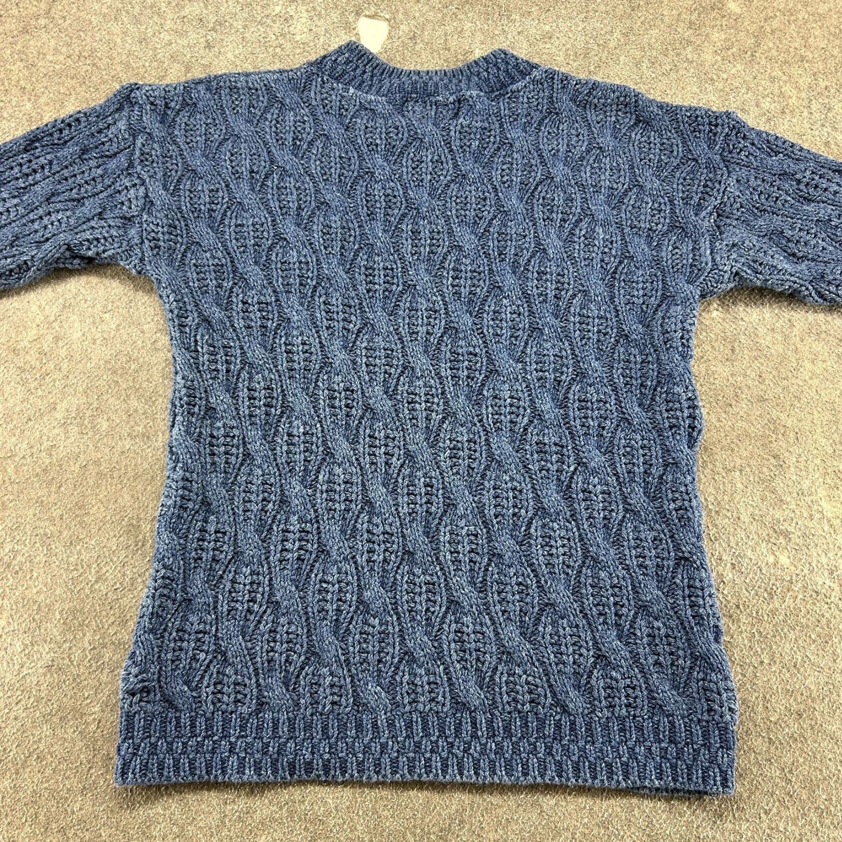 Vintage VINTAGE Nancy NYC Sweater Womens Blue Pullover Cable Knit Basketweave Solid 90s Size S / US 4 / IT 40 - 5 Thumbnail