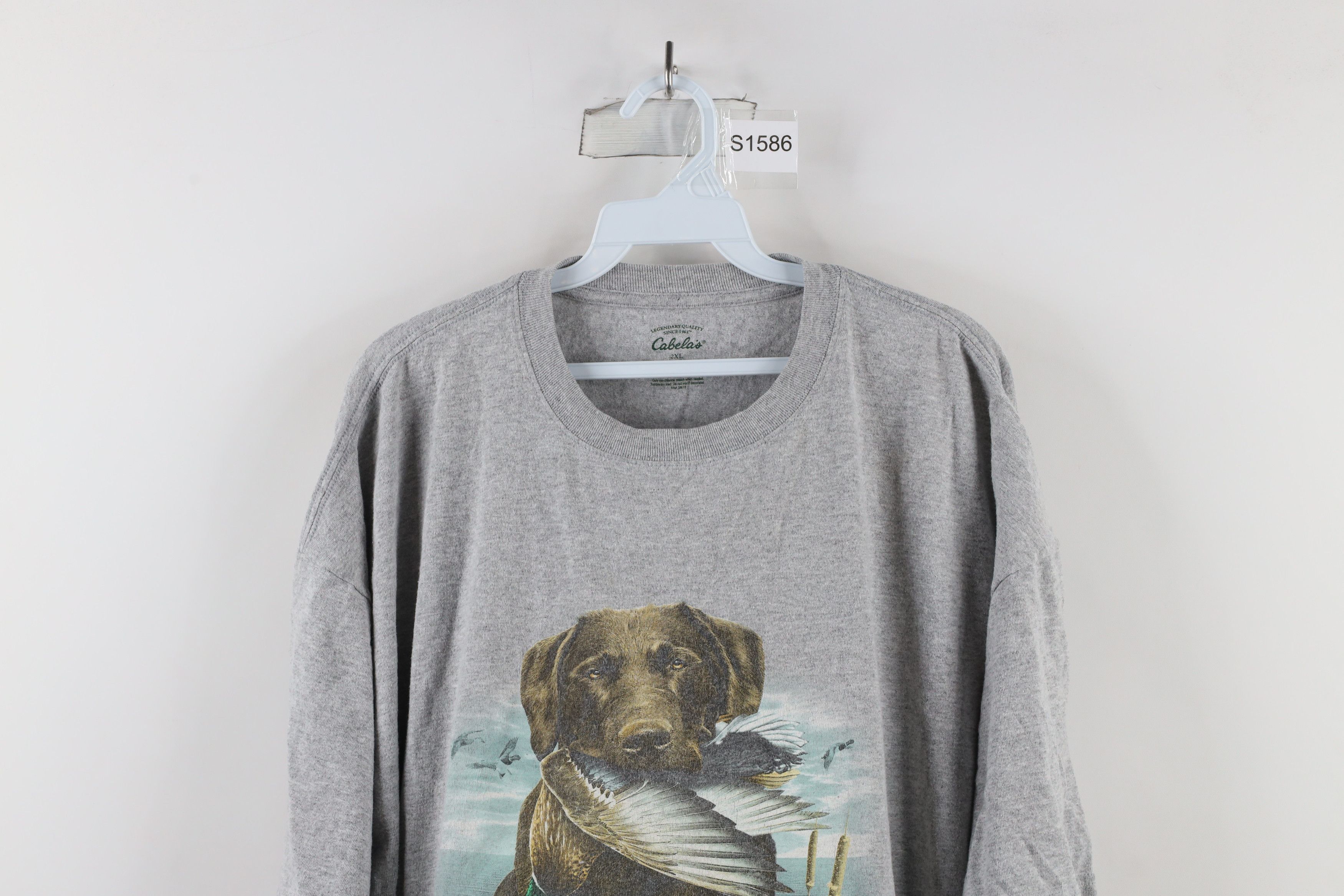 Cabelas × Vintage Vintage Cabelas Spell Out Dog Hunting T-Shirt Gray Size US XXL / EU 58 / 5 - 2 Thumbnail