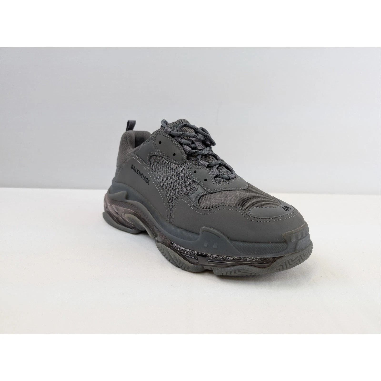 Balenciaga o1rshd1 Clear Sole Leather Free Triple S Sneakers Dark Grey Size US 12 / EU 45 - 3 Thumbnail