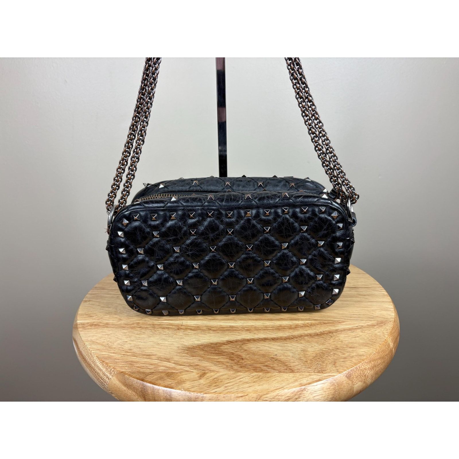 Valentino Authentic Valentino Garavani Black Leather Spike Crossbody Size ONE SIZE - 2 Thumbnail