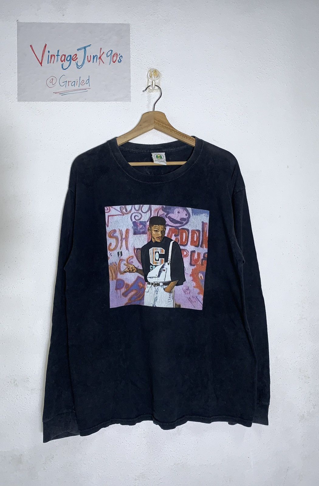 image of Cross Colours x Vintage Will Smith X Cross Colour Long Sleeve in Black, Men's (Size Large)