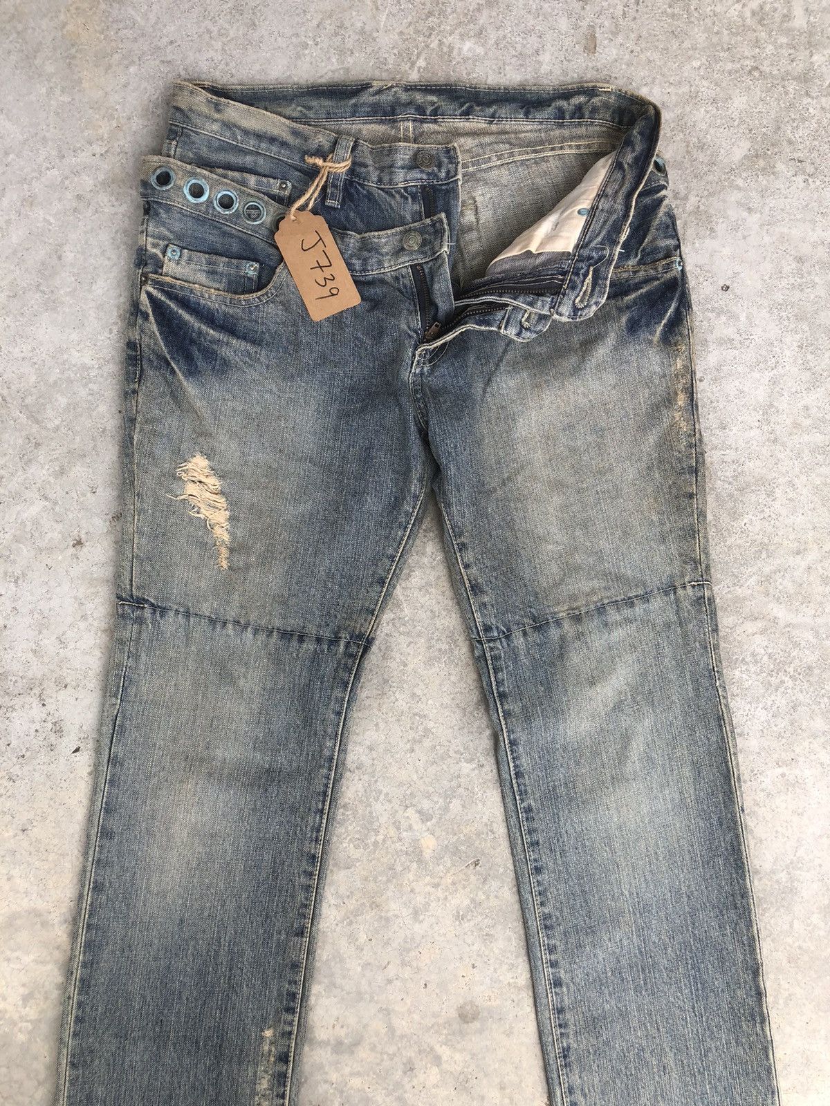 PPFM PPFM Double Waist Distressed Jeans Size US 32 / EU 48 - 3 Thumbnail