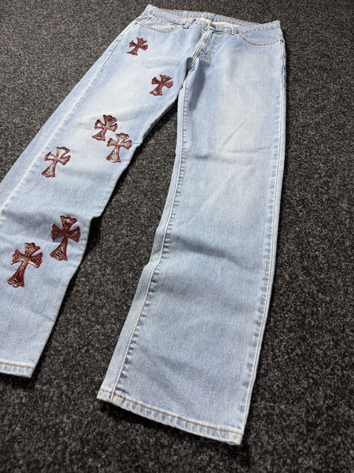 Levi's Vintage Clothing Vintage 90s Custom Chrome Hearts Style Rock Cross Punk Jeans Size US 33 - 3 Thumbnail