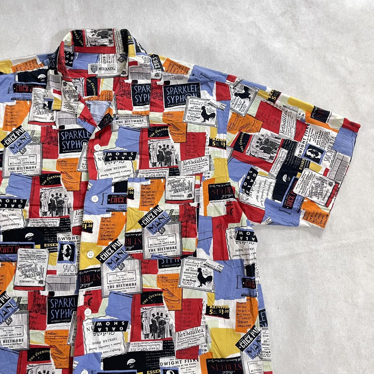 Art Comes First × Japanese Brand Rare! 30s Old Lounge Advertisement Collage Shirt Size US L / EU 52-54 / 3 - 2 Thumbnail