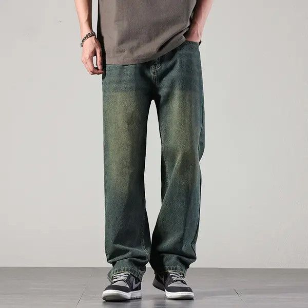 Japanese Brand Classic retro casual versatile olive green jeans Size US 32 / EU 48 - 6 Thumbnail