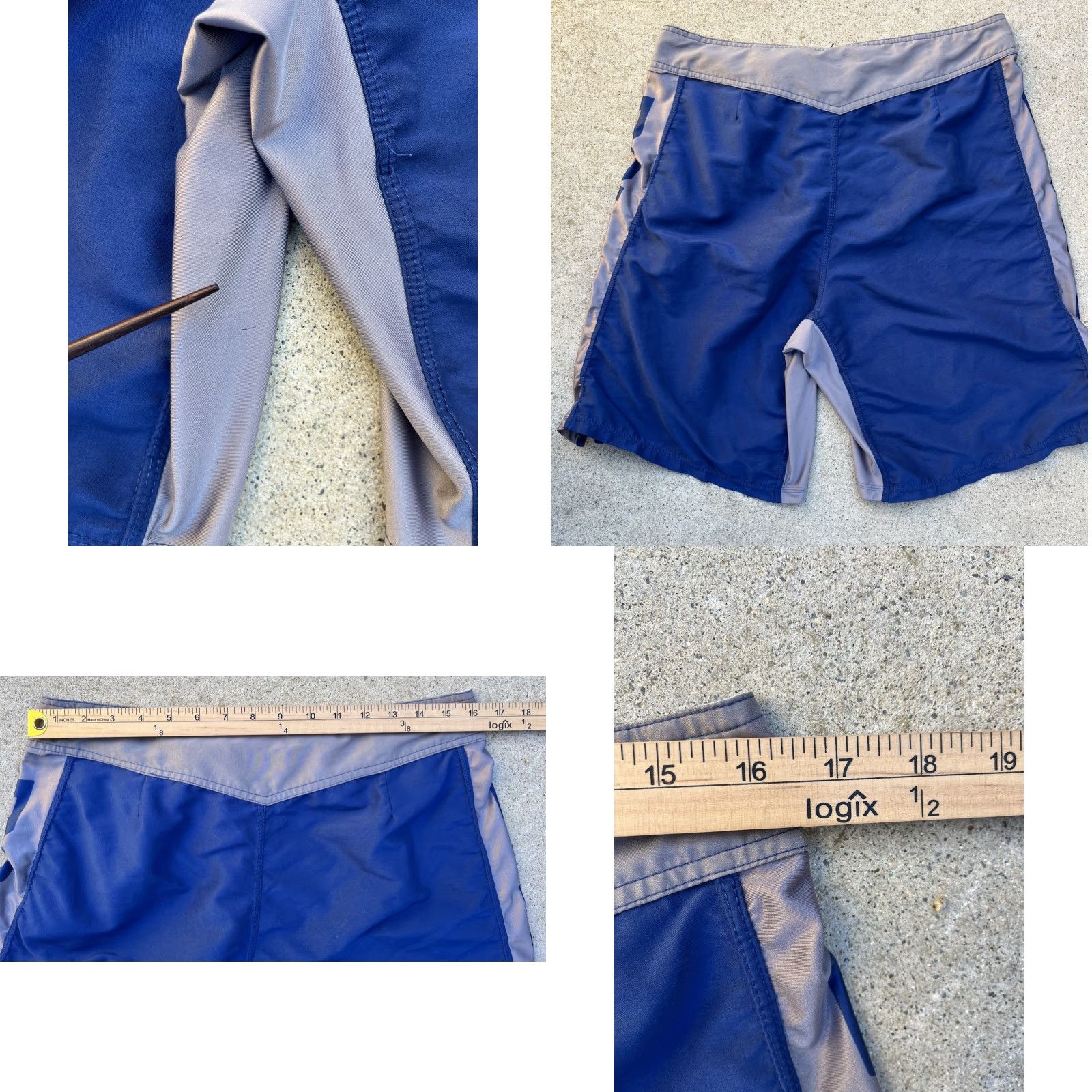 Vintage Men's Clinch Gear Shorts Blue Police Spell-Out 32 MMA Grappling No Gi Active BJJ Coral? Size US 32 / EU 48 - 8 Thumbnail