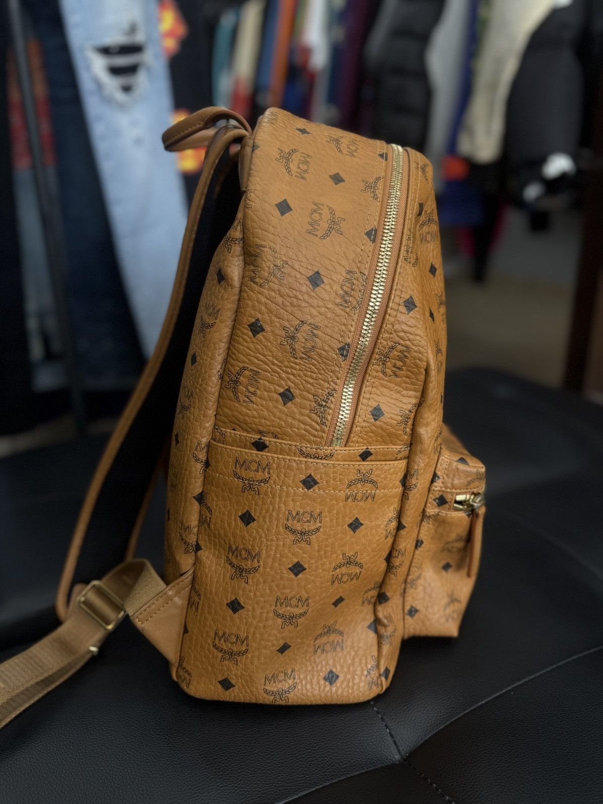 MCM MCM Classic Logo Brown Studs Large Backpack 🧼 Size ONE SIZE - 5 Thumbnail