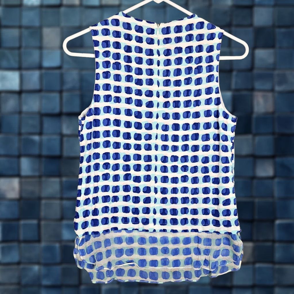 Vintage kate spade new york Women’s Double Layer Blue Tank Top XS Sleeveless Silk Viscose Round Neck Pullover Casual Shirt Size XS / US 0-2 / IT 36-38 - 1 Thumbnail
