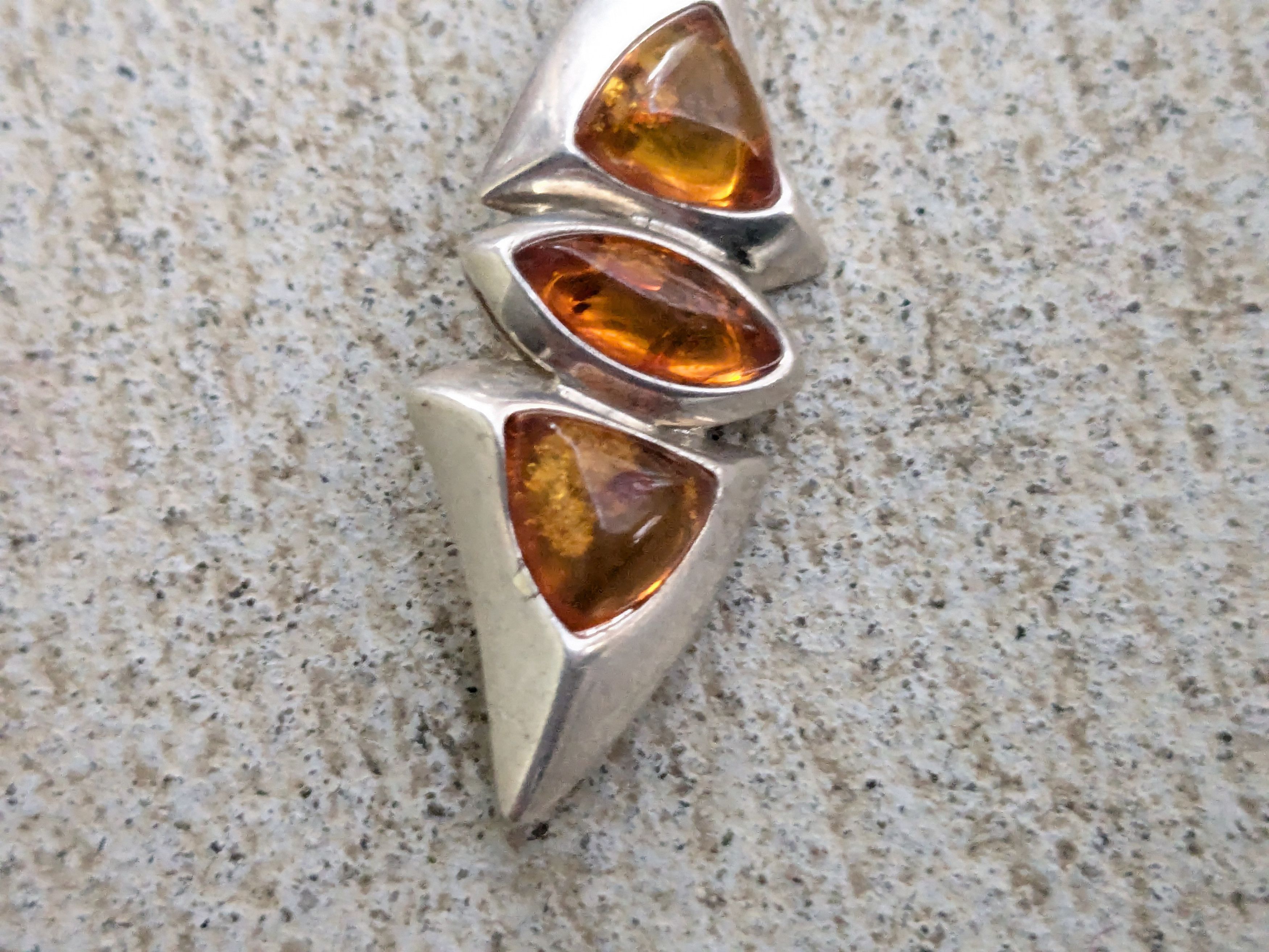 Jewelry Vintage Sterling Silver Amber Pin Brooch Abstract Modern Size ONE SIZE - 2 Thumbnail