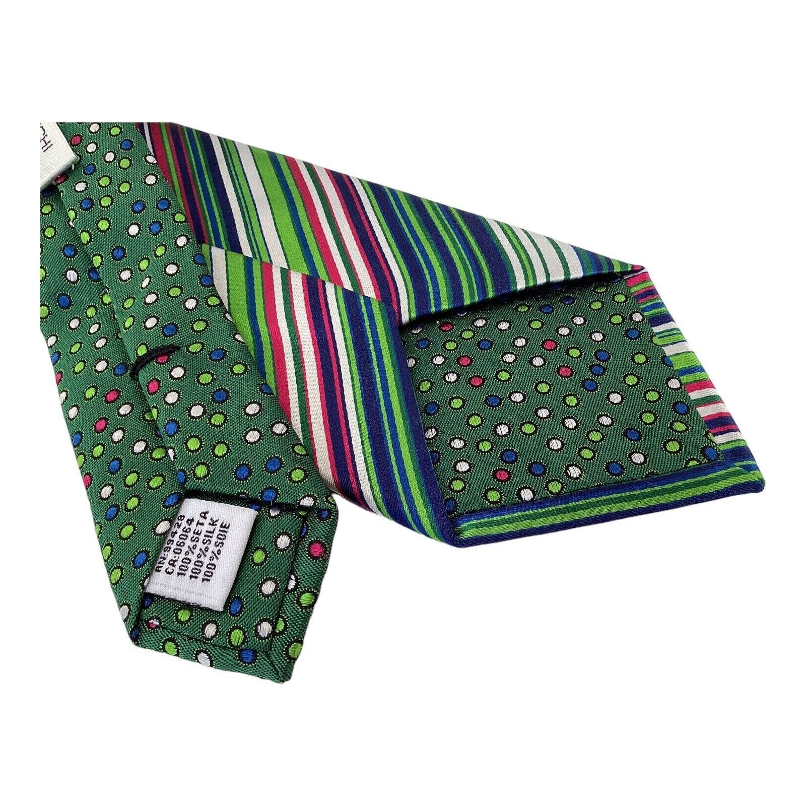 BUGATCHI BUGATCHI Green Striped Luxury Designer Silk Tie Made In Ital Size ONE SIZE - 4 Thumbnail